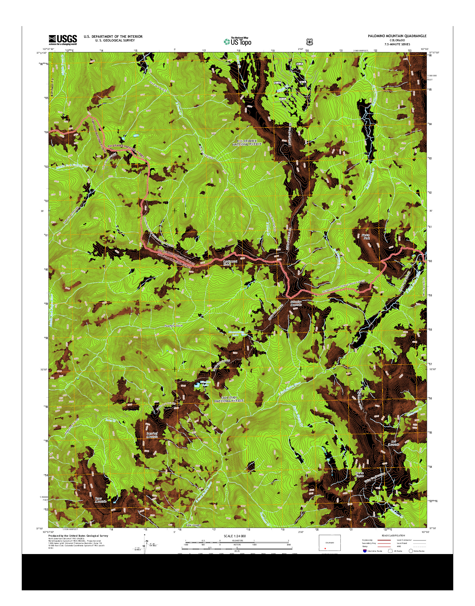 USGS US TOPO 7.5-MINUTE MAP FOR PALOMINO MOUNTAIN, CO 2013