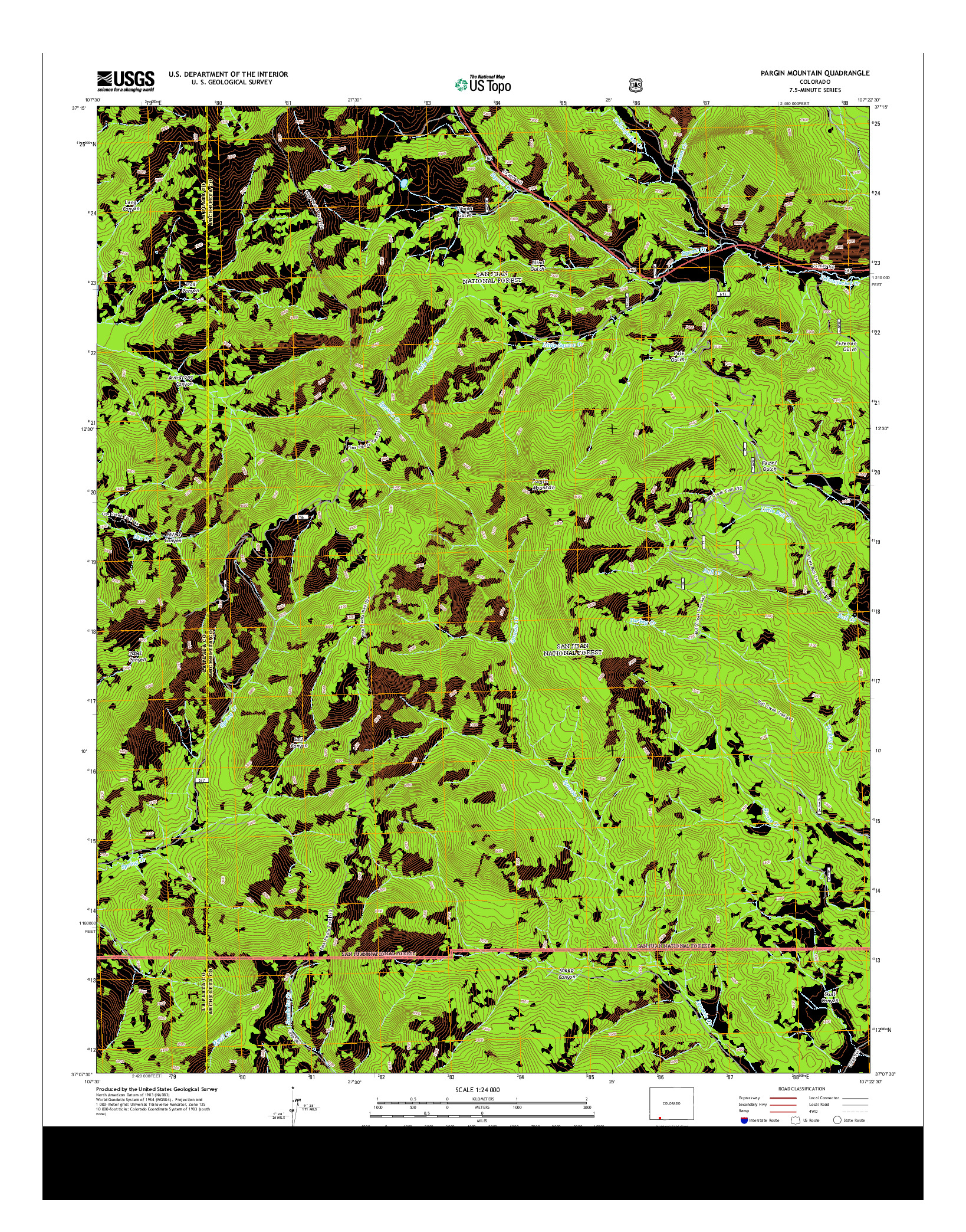 USGS US TOPO 7.5-MINUTE MAP FOR PARGIN MOUNTAIN, CO 2013