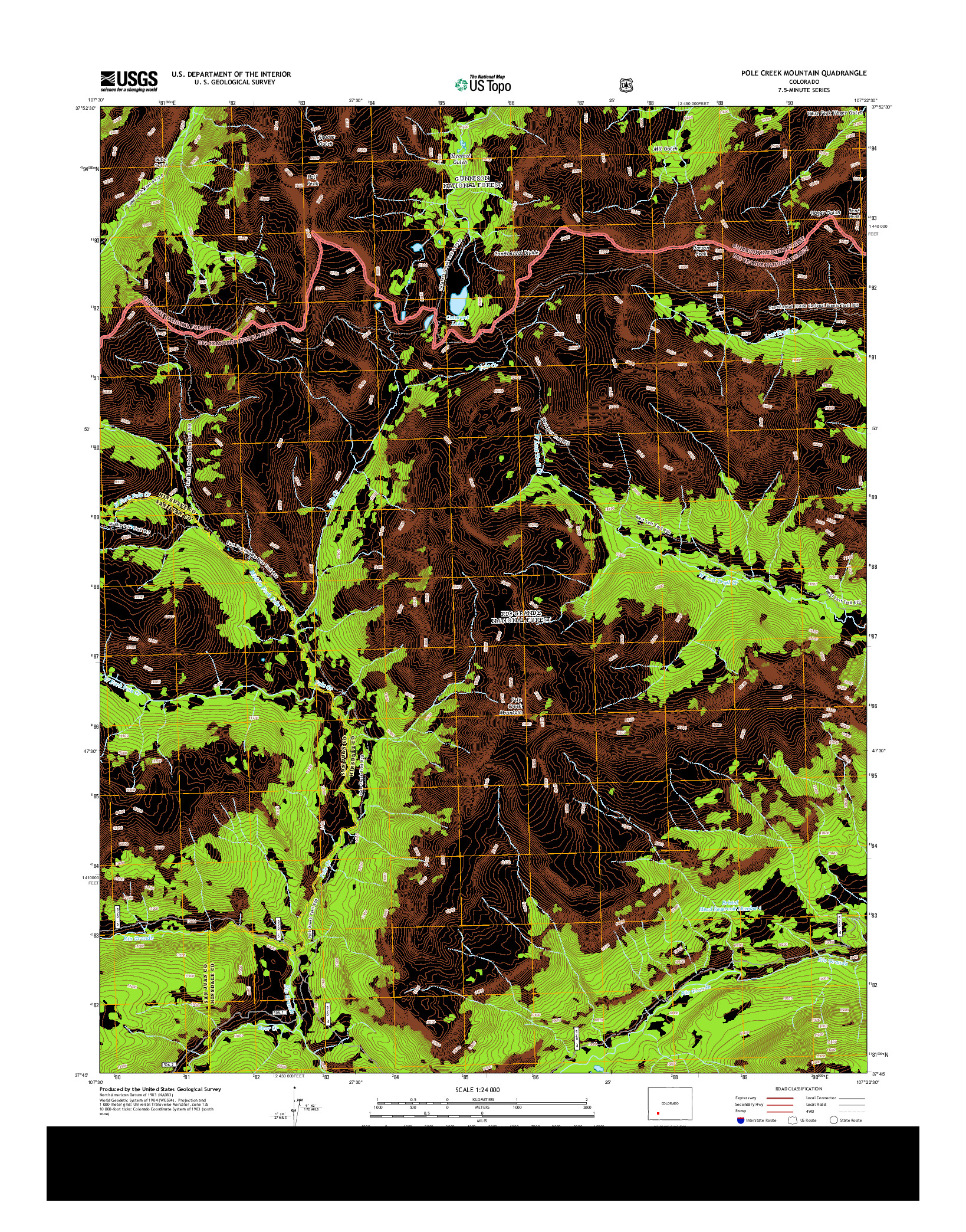 USGS US TOPO 7.5-MINUTE MAP FOR POLE CREEK MOUNTAIN, CO 2013