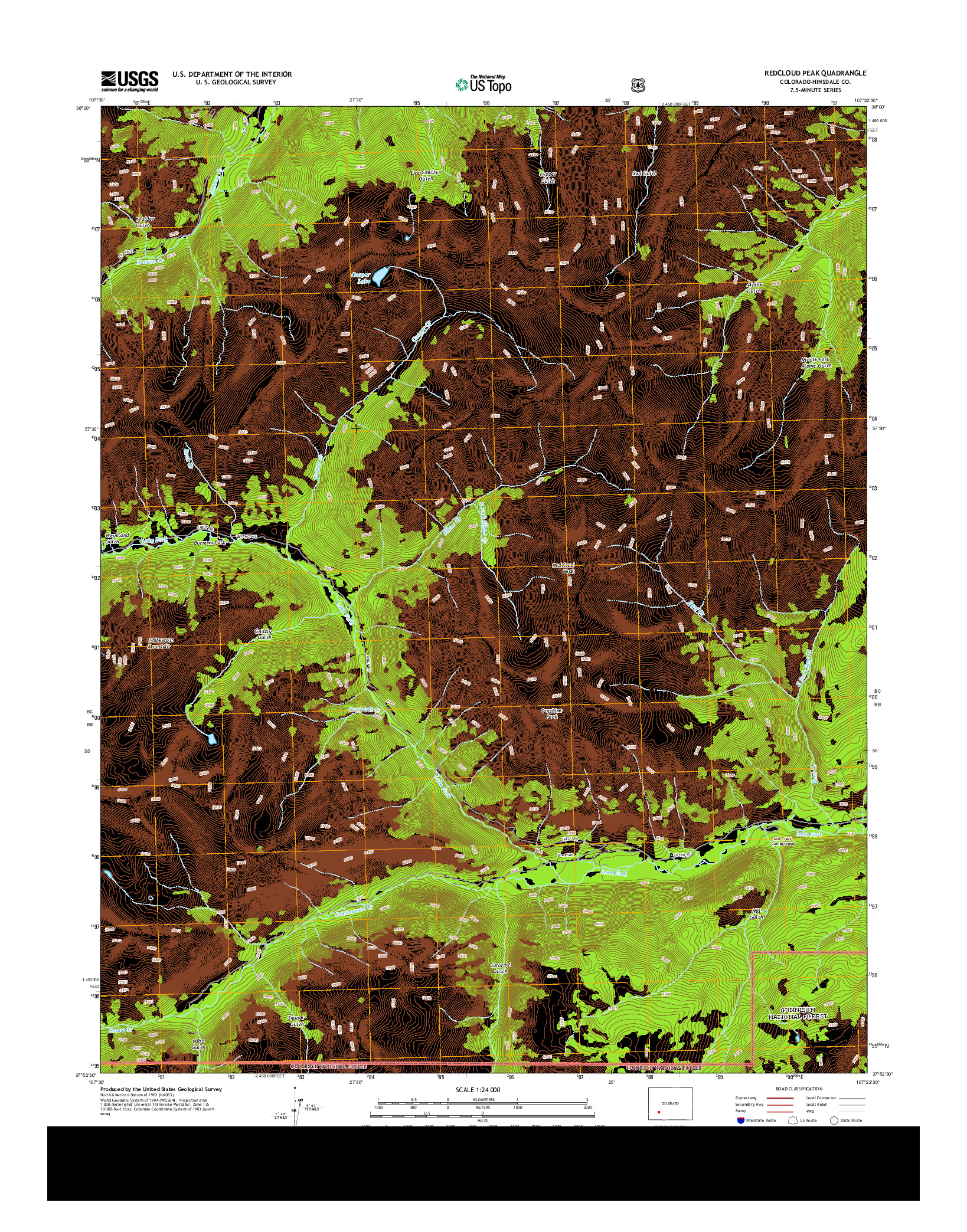 USGS US TOPO 7.5-MINUTE MAP FOR REDCLOUD PEAK, CO 2013