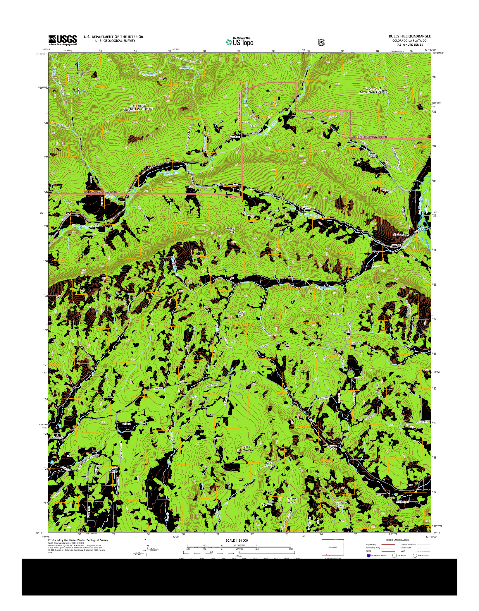 USGS US TOPO 7.5-MINUTE MAP FOR RULES HILL, CO 2013