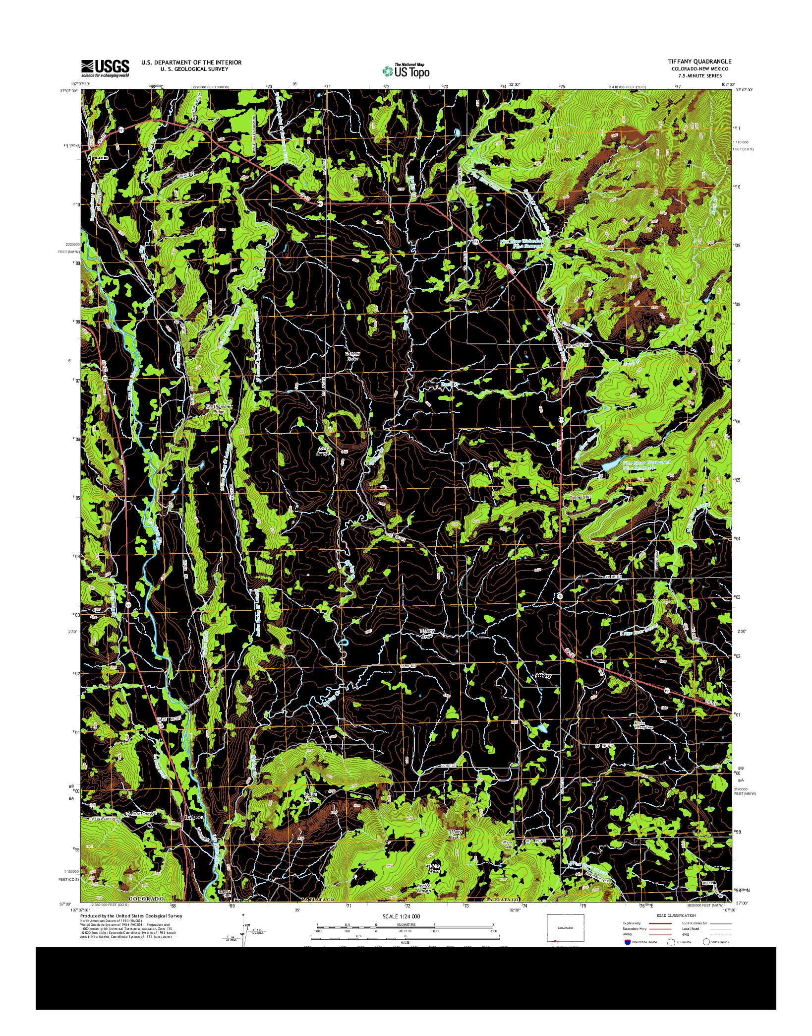 USGS US TOPO 7.5-MINUTE MAP FOR TIFFANY, CO-NM 2013