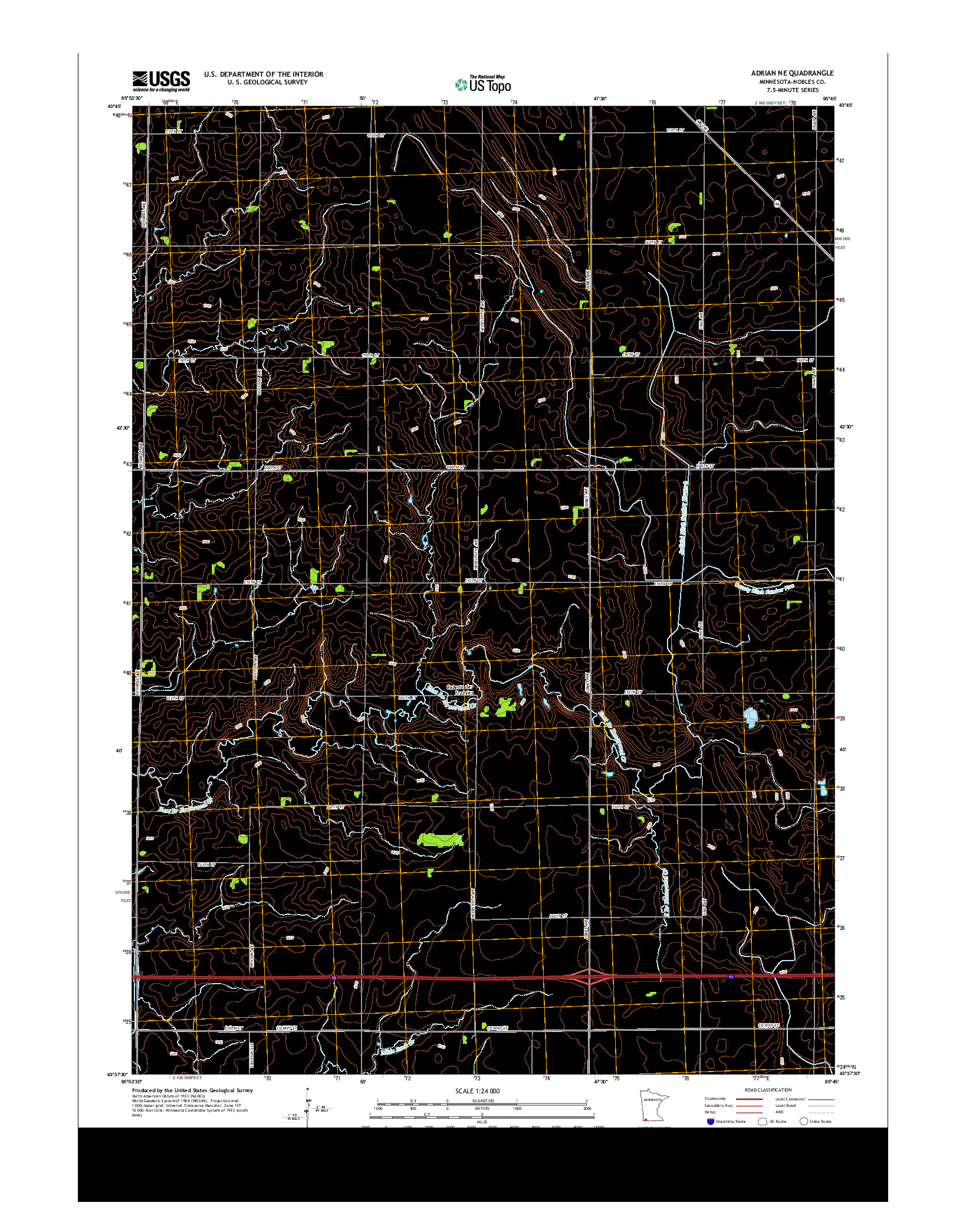 USGS US TOPO 7.5-MINUTE MAP FOR ADRIAN NE, MN 2013