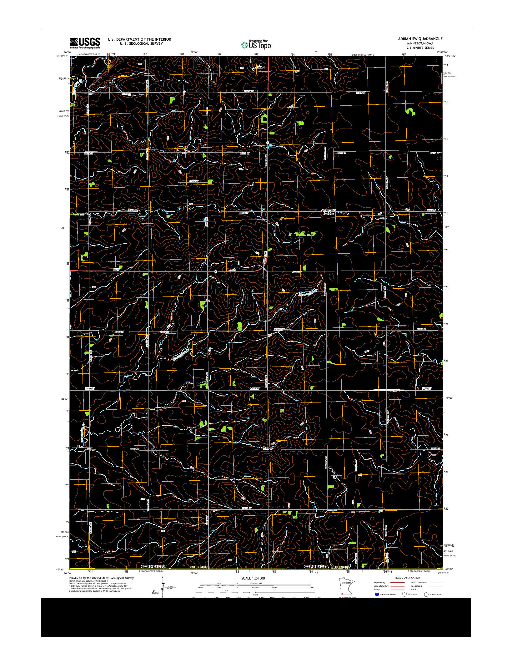 USGS US TOPO 7.5-MINUTE MAP FOR ADRIAN SW, MN-IA 2013