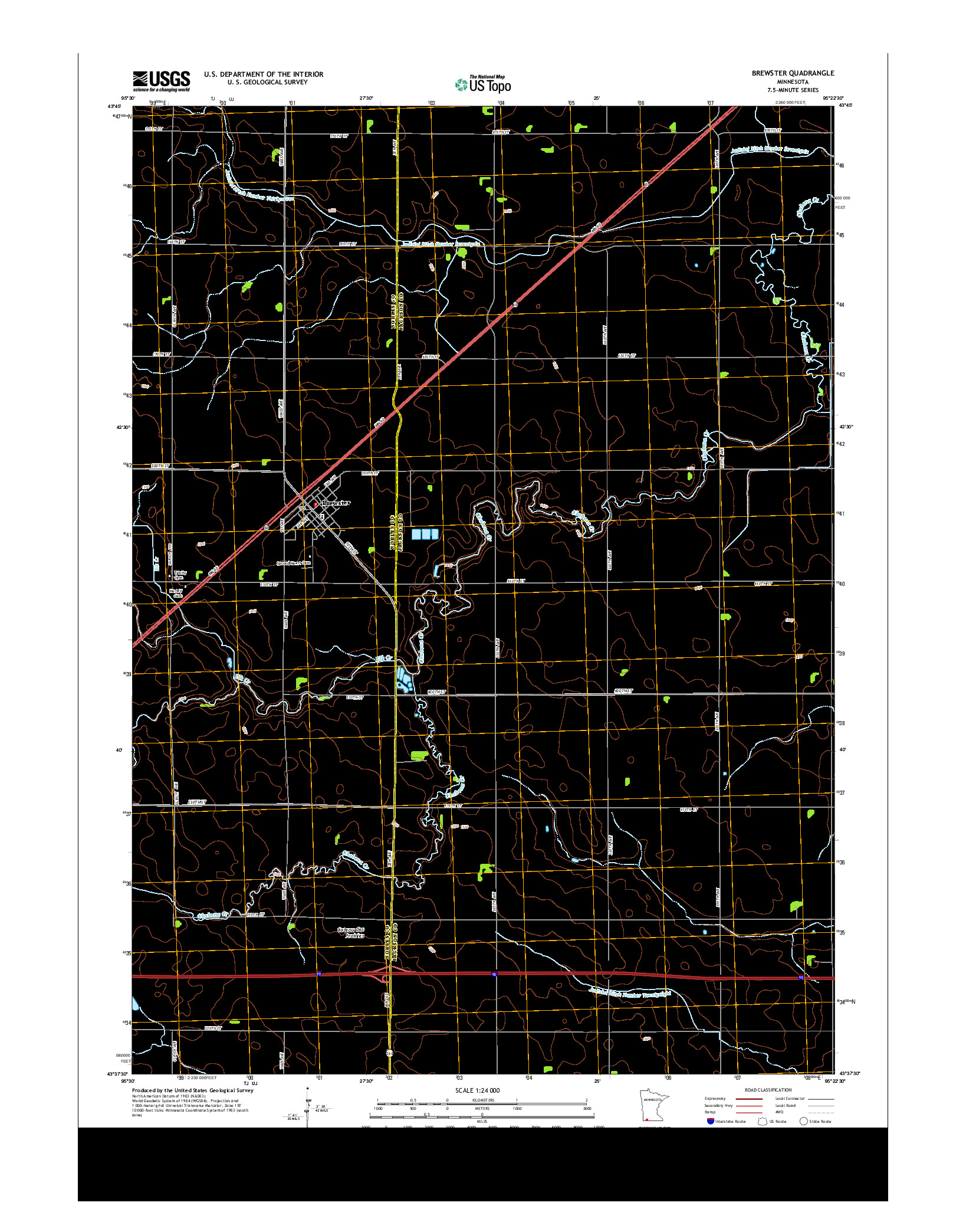 USGS US TOPO 7.5-MINUTE MAP FOR BREWSTER, MN 2013