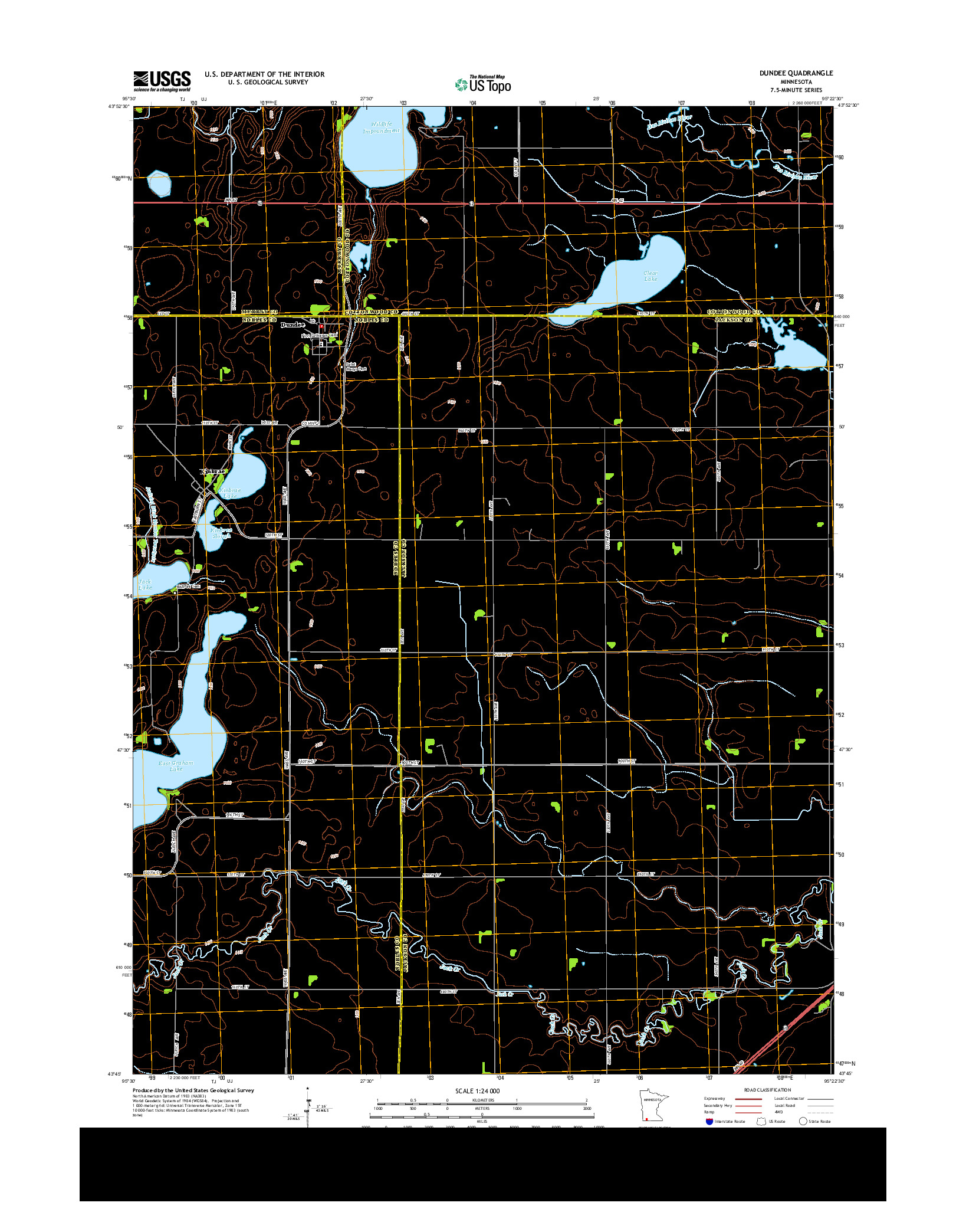 USGS US TOPO 7.5-MINUTE MAP FOR DUNDEE, MN 2013