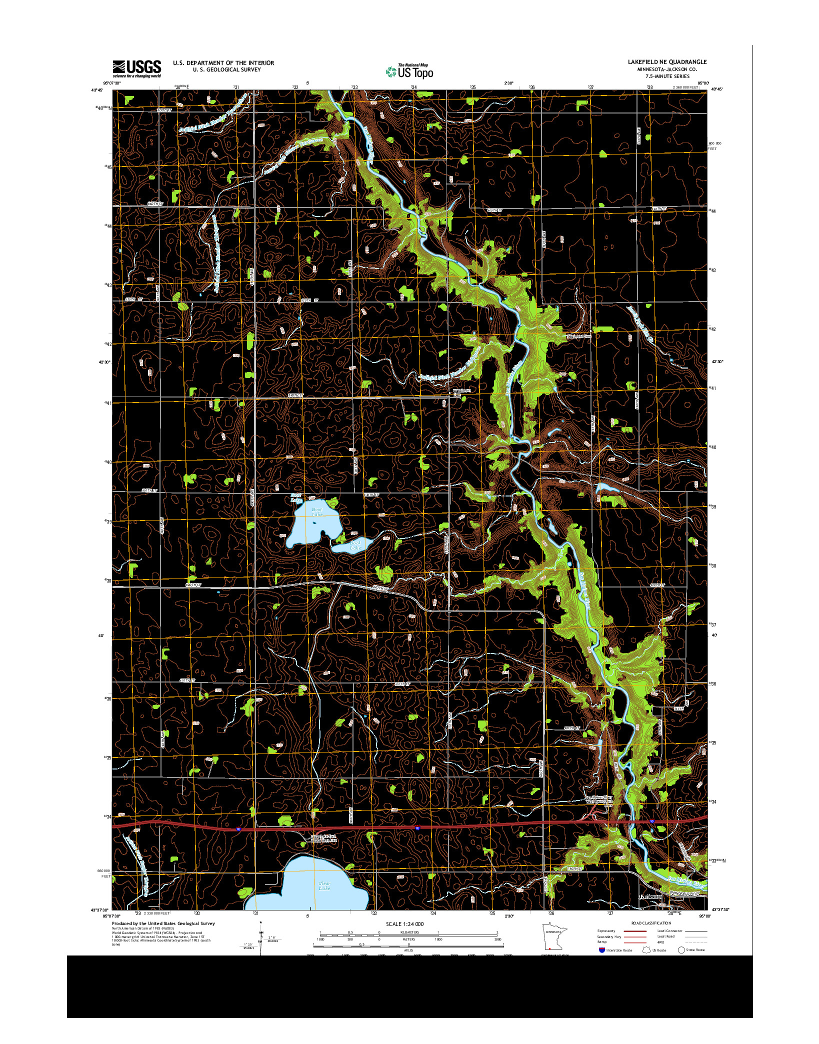 USGS US TOPO 7.5-MINUTE MAP FOR LAKEFIELD NE, MN 2013
