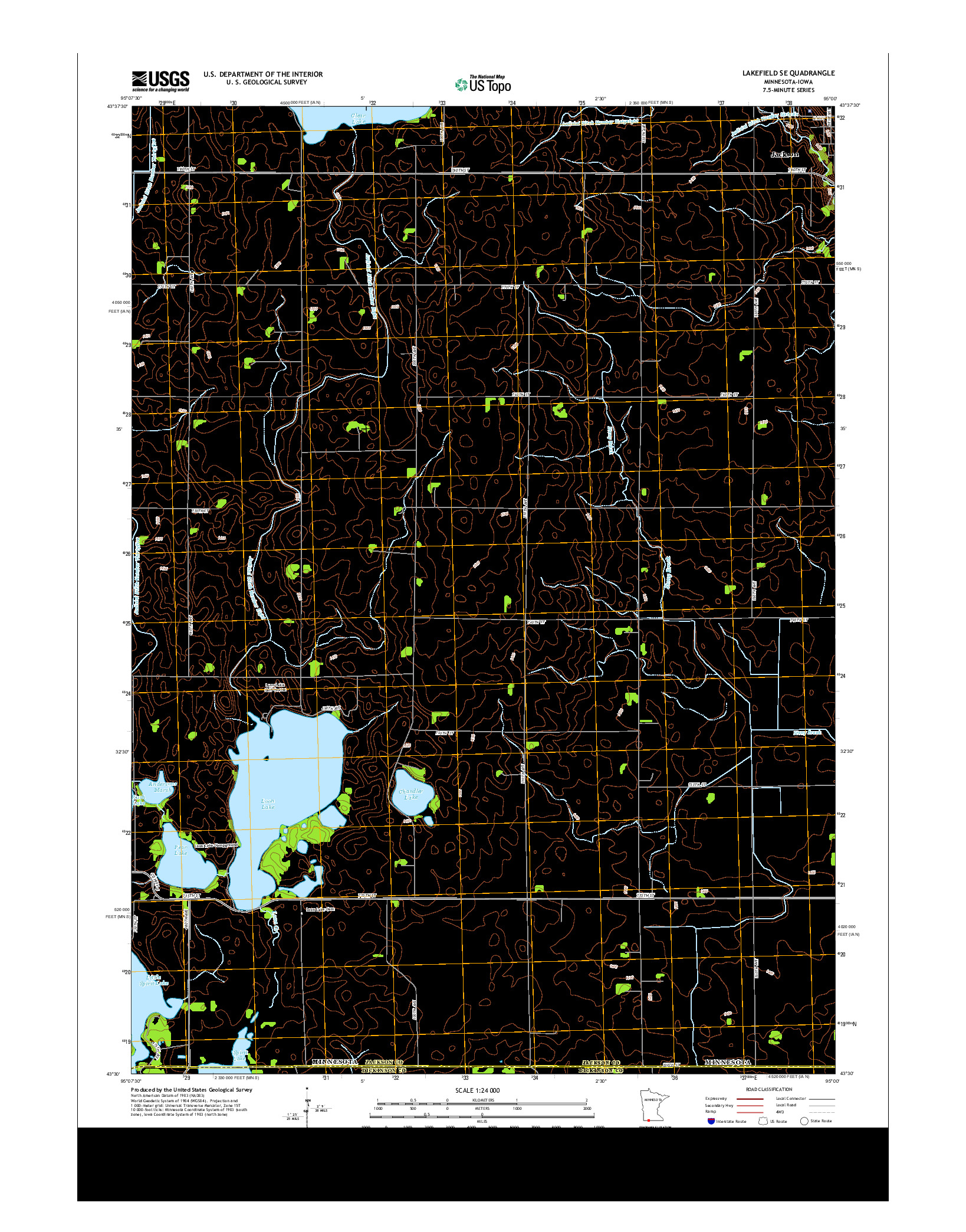USGS US TOPO 7.5-MINUTE MAP FOR LAKEFIELD SE, MN-IA 2013