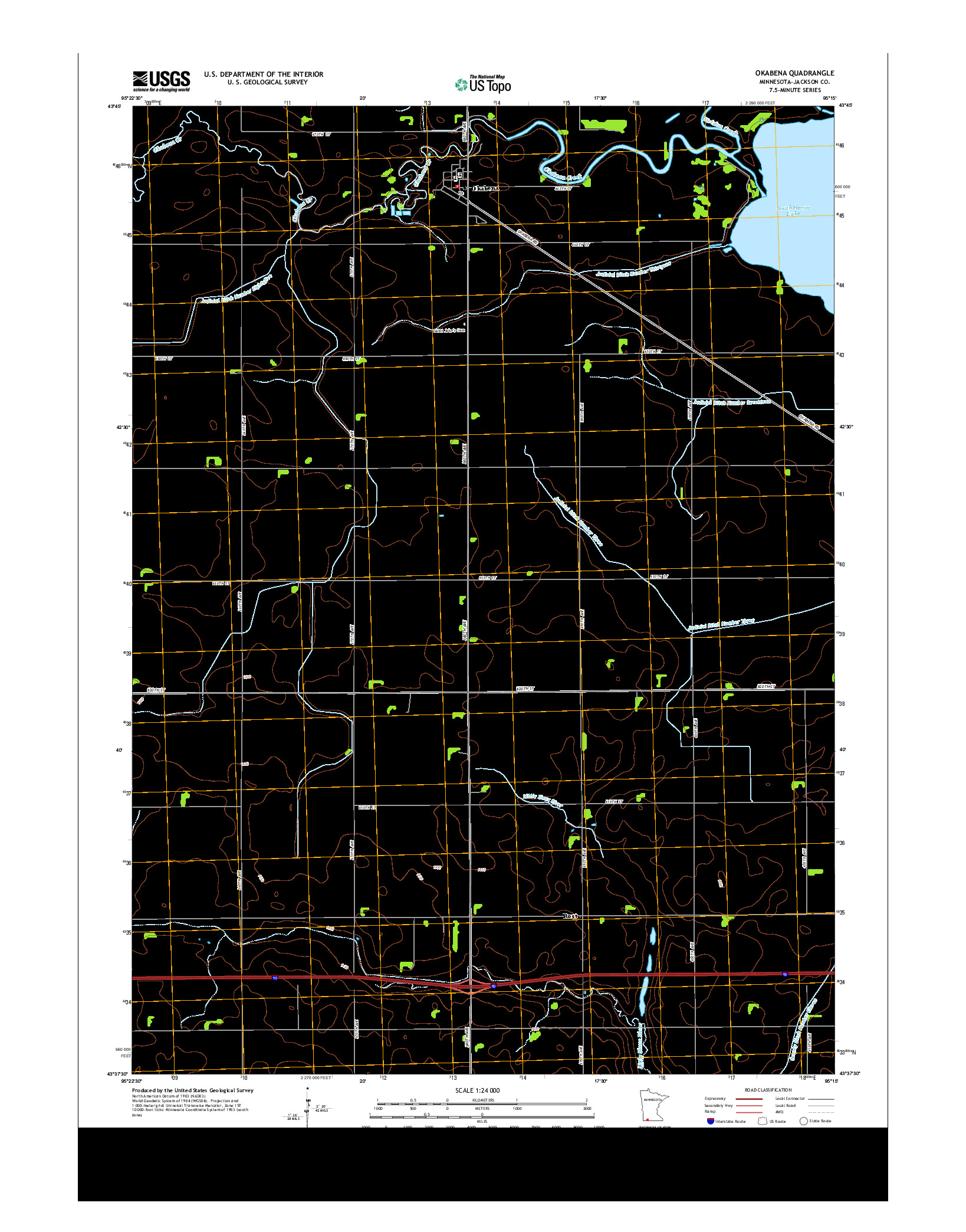 USGS US TOPO 7.5-MINUTE MAP FOR OKABENA, MN 2013