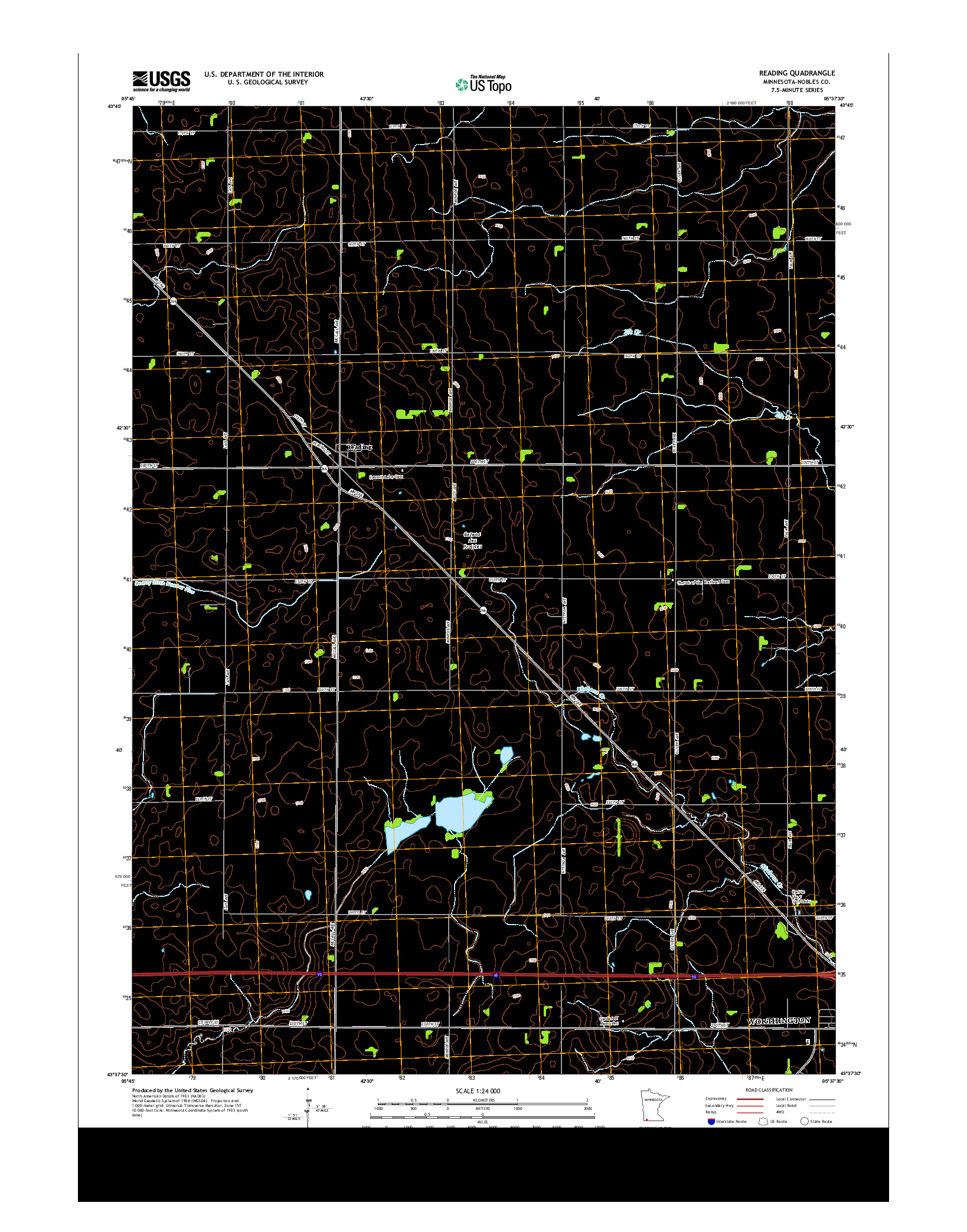 USGS US TOPO 7.5-MINUTE MAP FOR READING, MN 2013