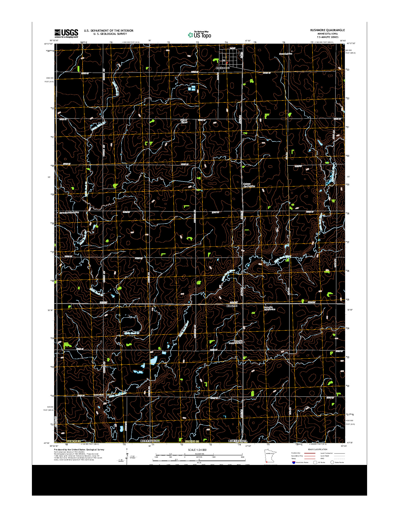 USGS US TOPO 7.5-MINUTE MAP FOR RUSHMORE, MN-IA 2013