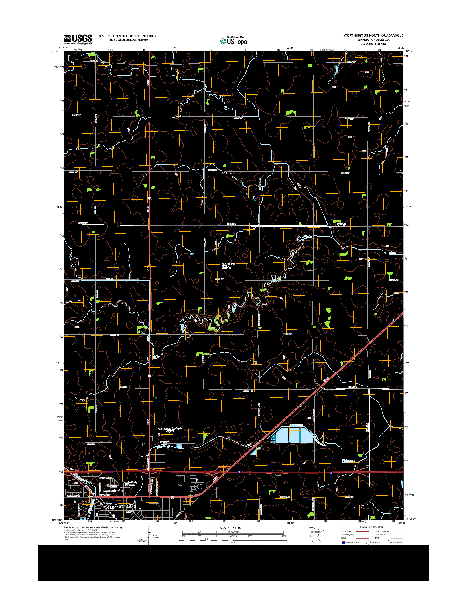 USGS US TOPO 7.5-MINUTE MAP FOR WORTHINGTON NORTH, MN 2013