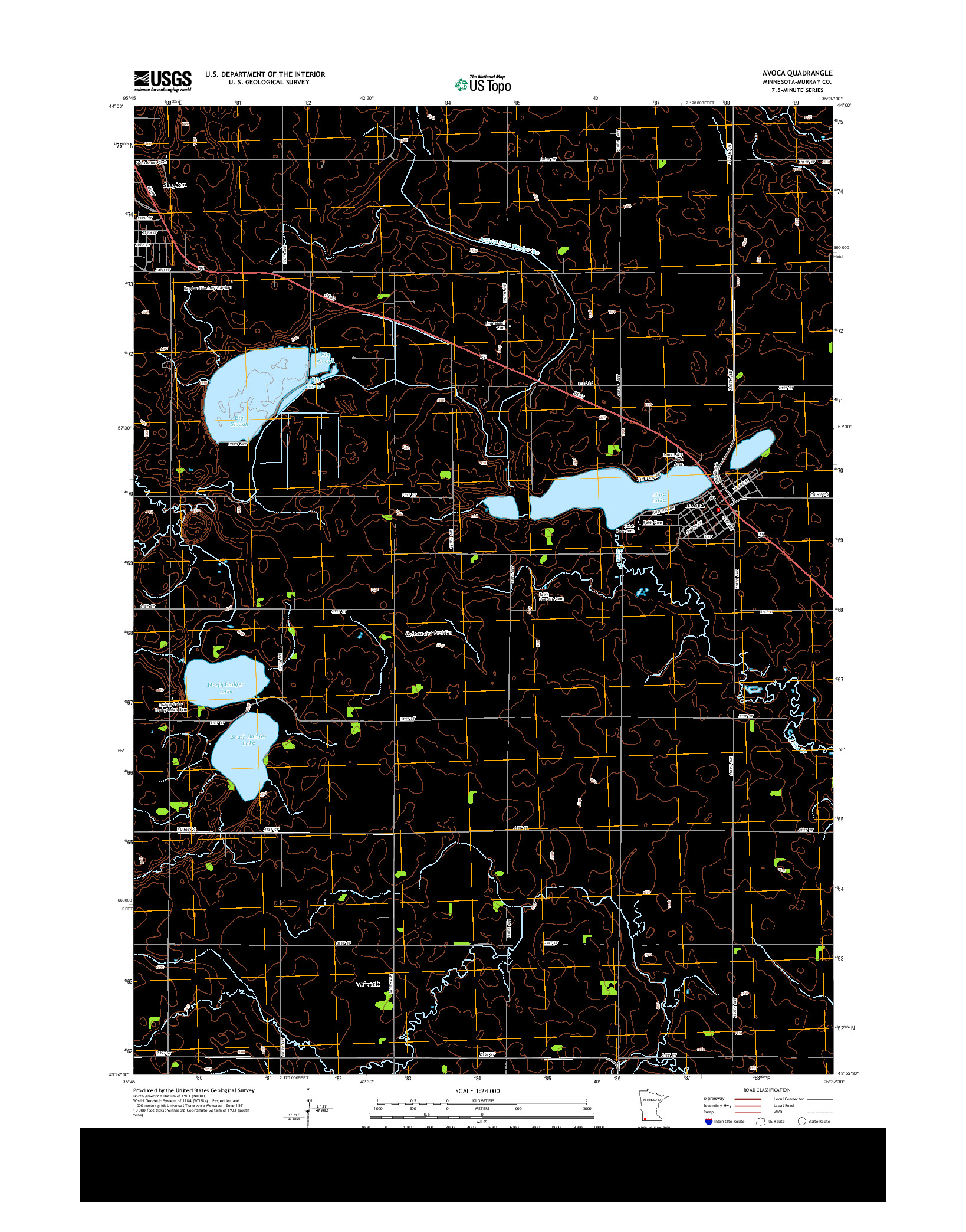 USGS US TOPO 7.5-MINUTE MAP FOR AVOCA, MN 2013