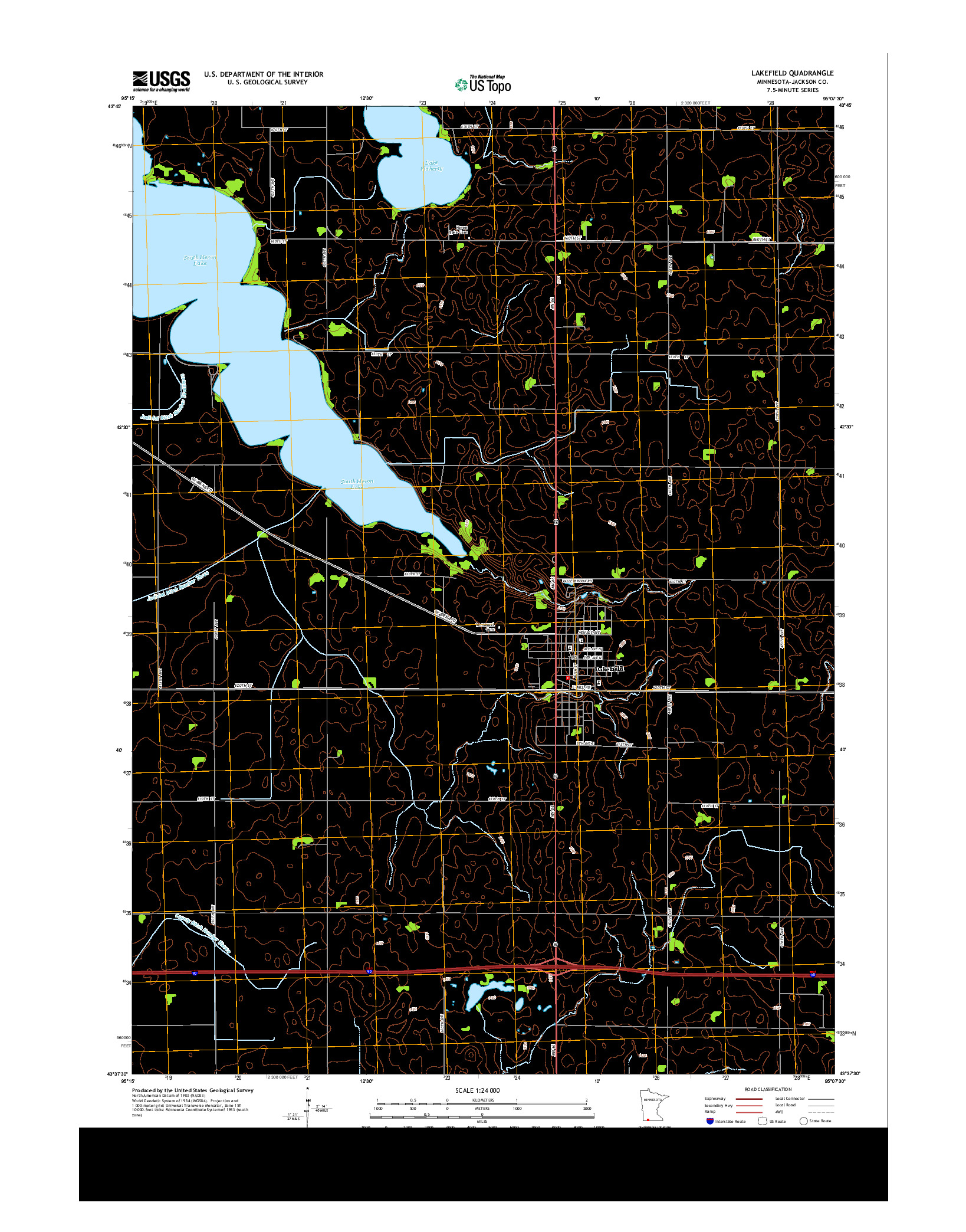USGS US TOPO 7.5-MINUTE MAP FOR LAKEFIELD, MN 2013