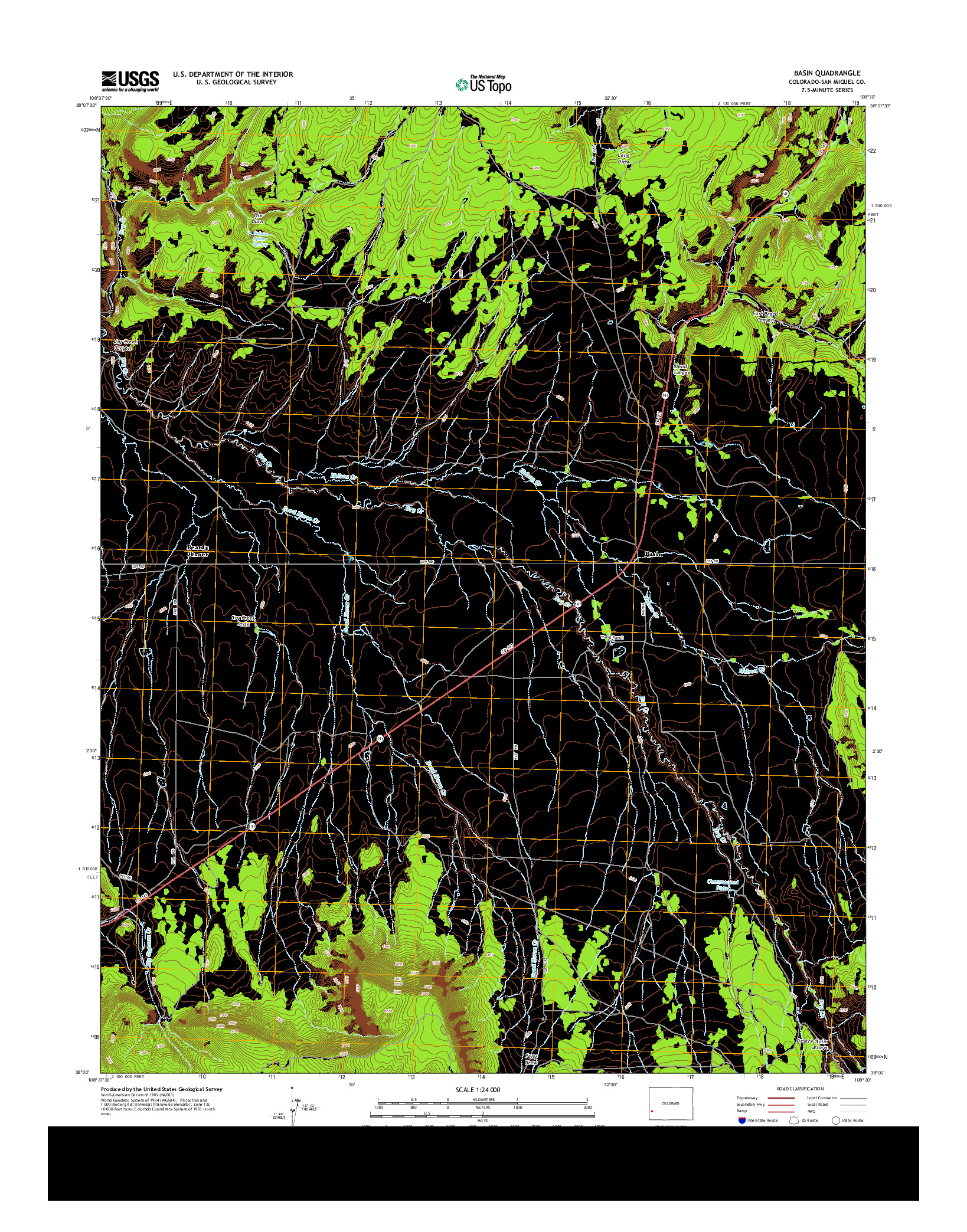 USGS US TOPO 7.5-MINUTE MAP FOR BASIN, CO 2013