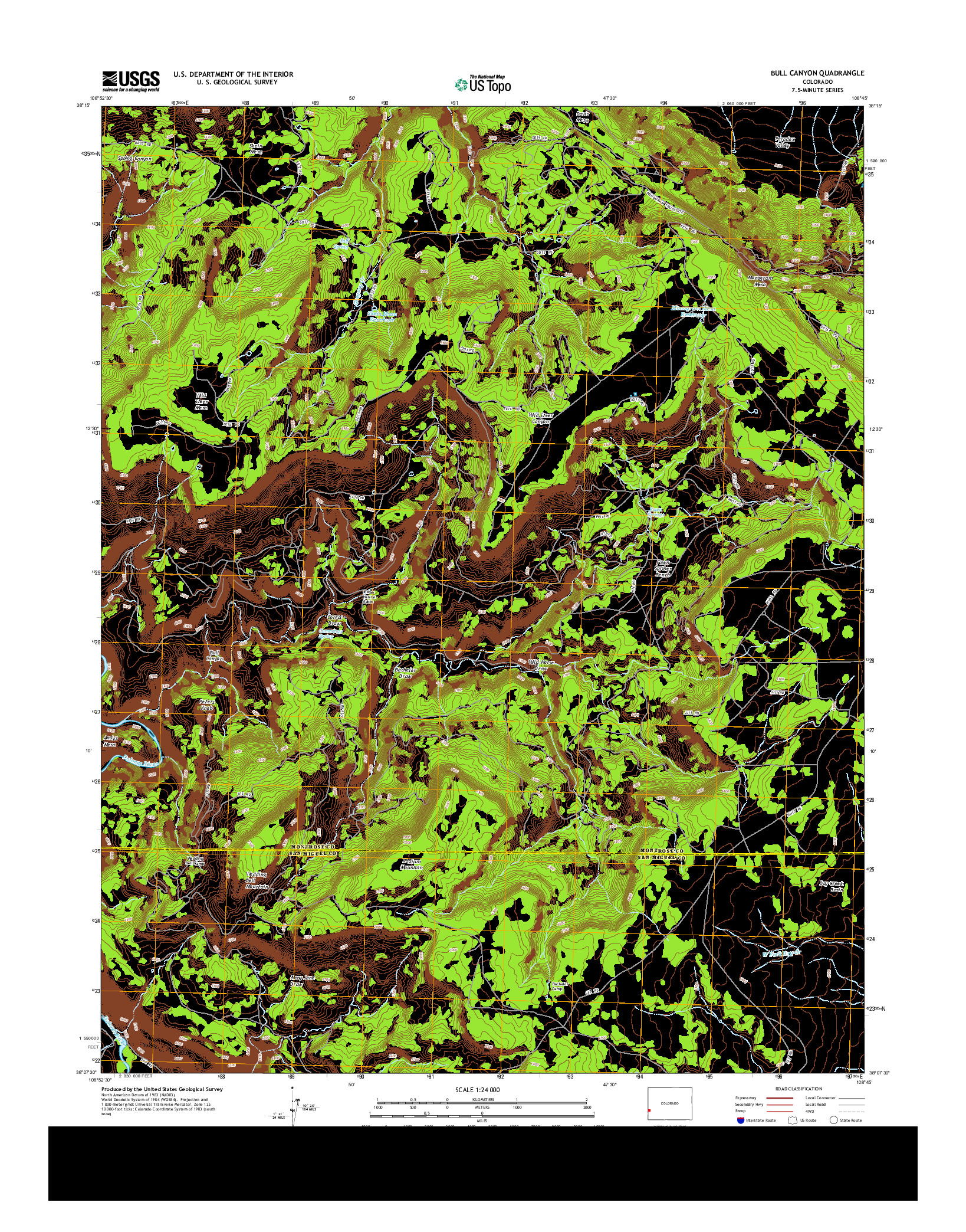 USGS US TOPO 7.5-MINUTE MAP FOR BULL CANYON, CO 2013