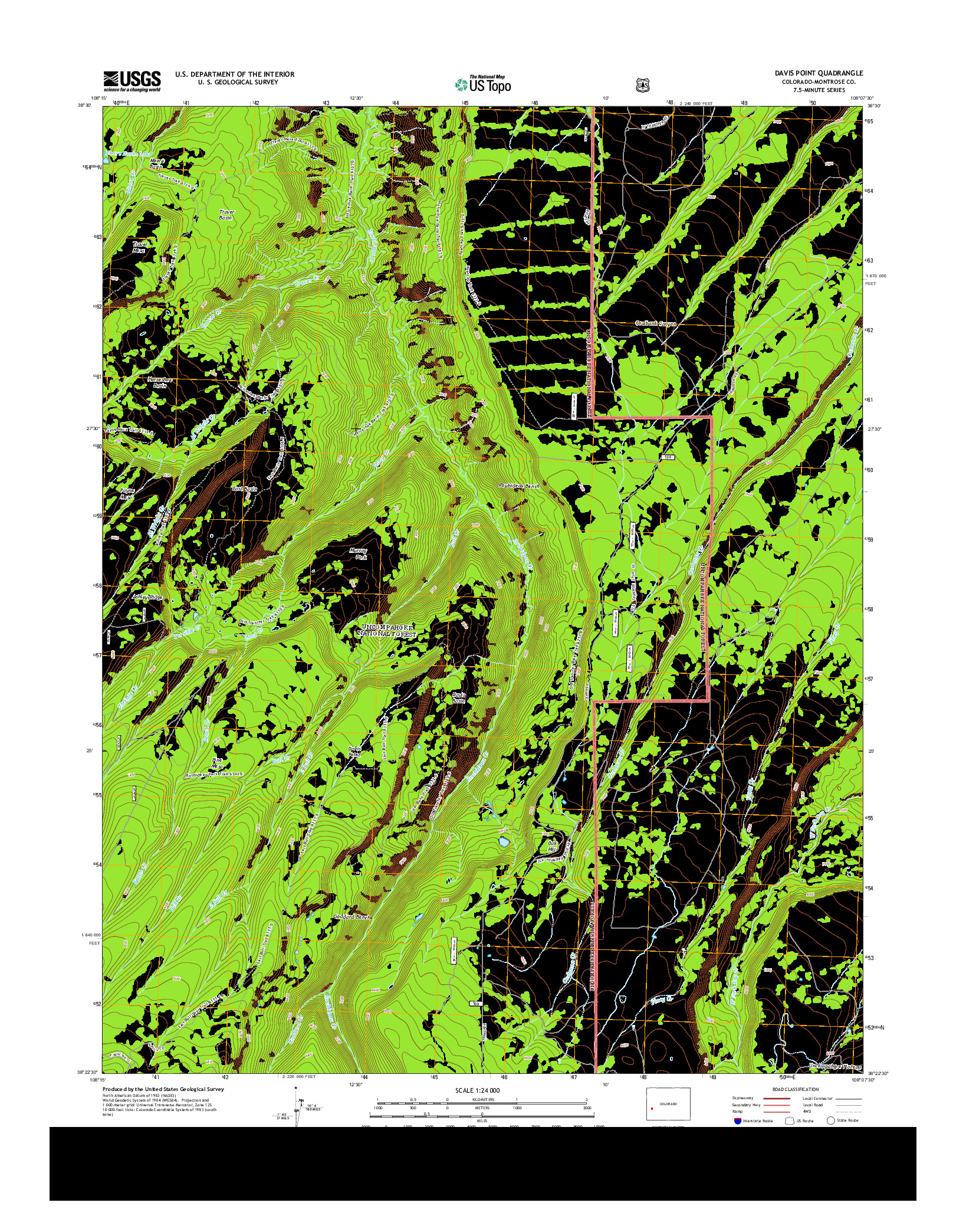 USGS US TOPO 7.5-MINUTE MAP FOR DAVIS POINT, CO 2013