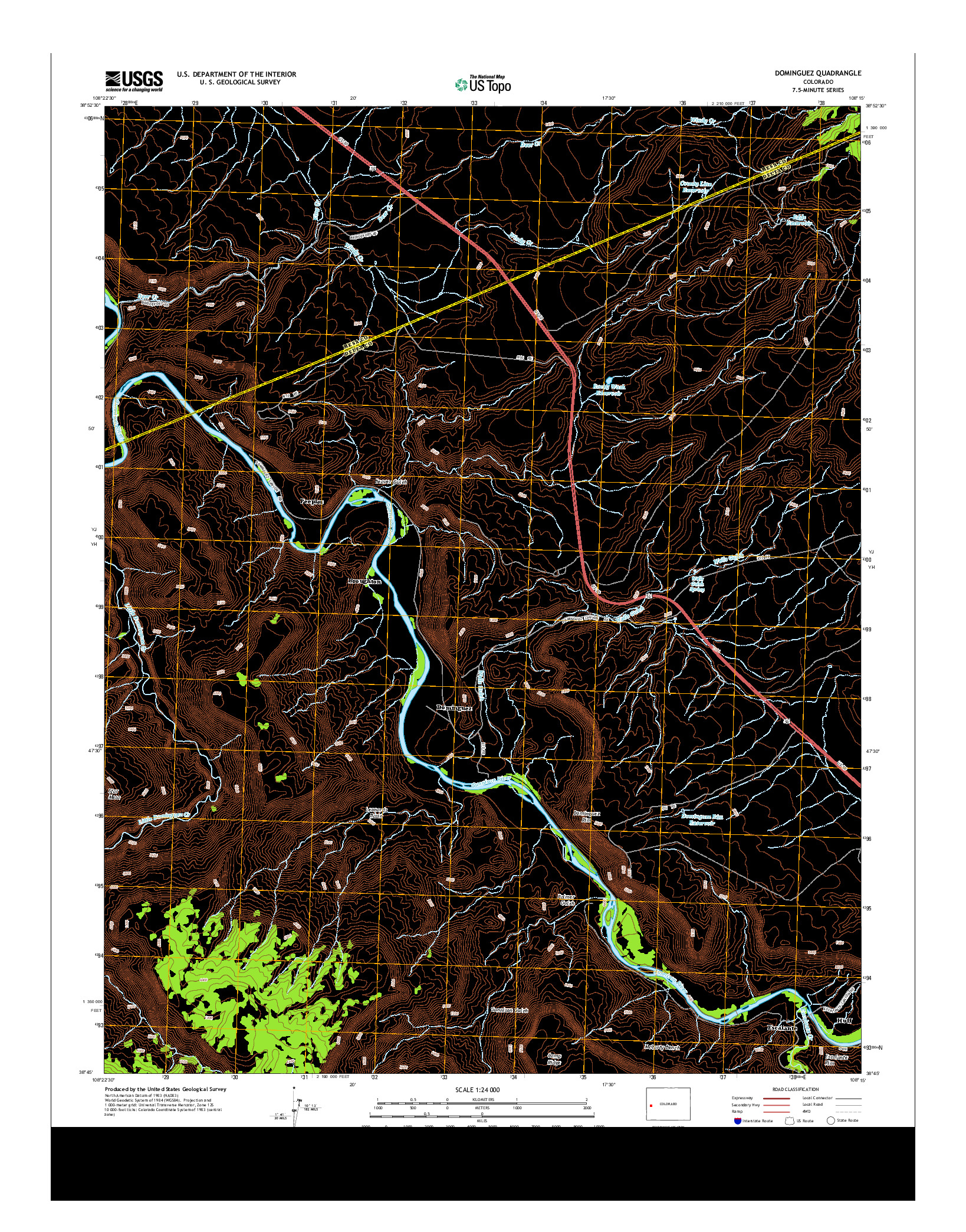 USGS US TOPO 7.5-MINUTE MAP FOR DOMINGUEZ, CO 2013