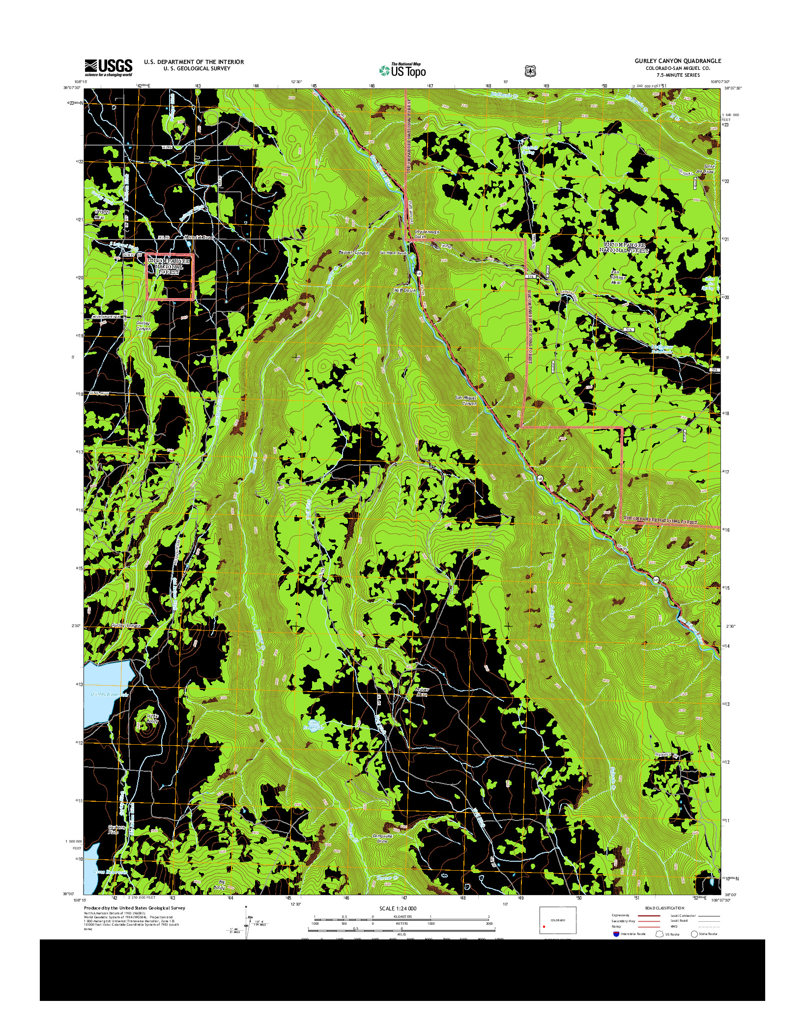 USGS US TOPO 7.5-MINUTE MAP FOR GURLEY CANYON, CO 2013