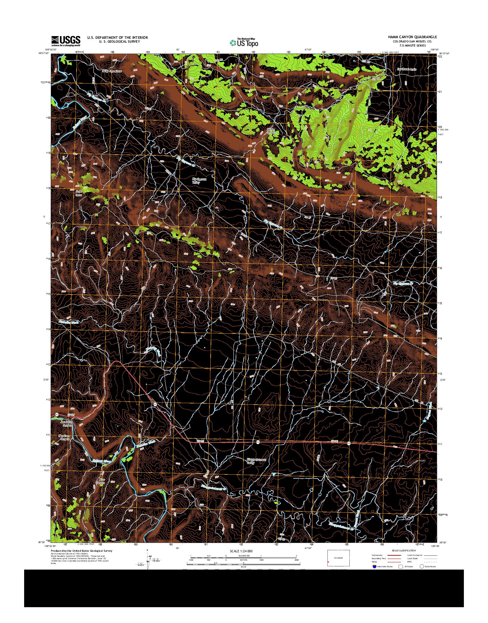 USGS US TOPO 7.5-MINUTE MAP FOR HAMM CANYON, CO 2013