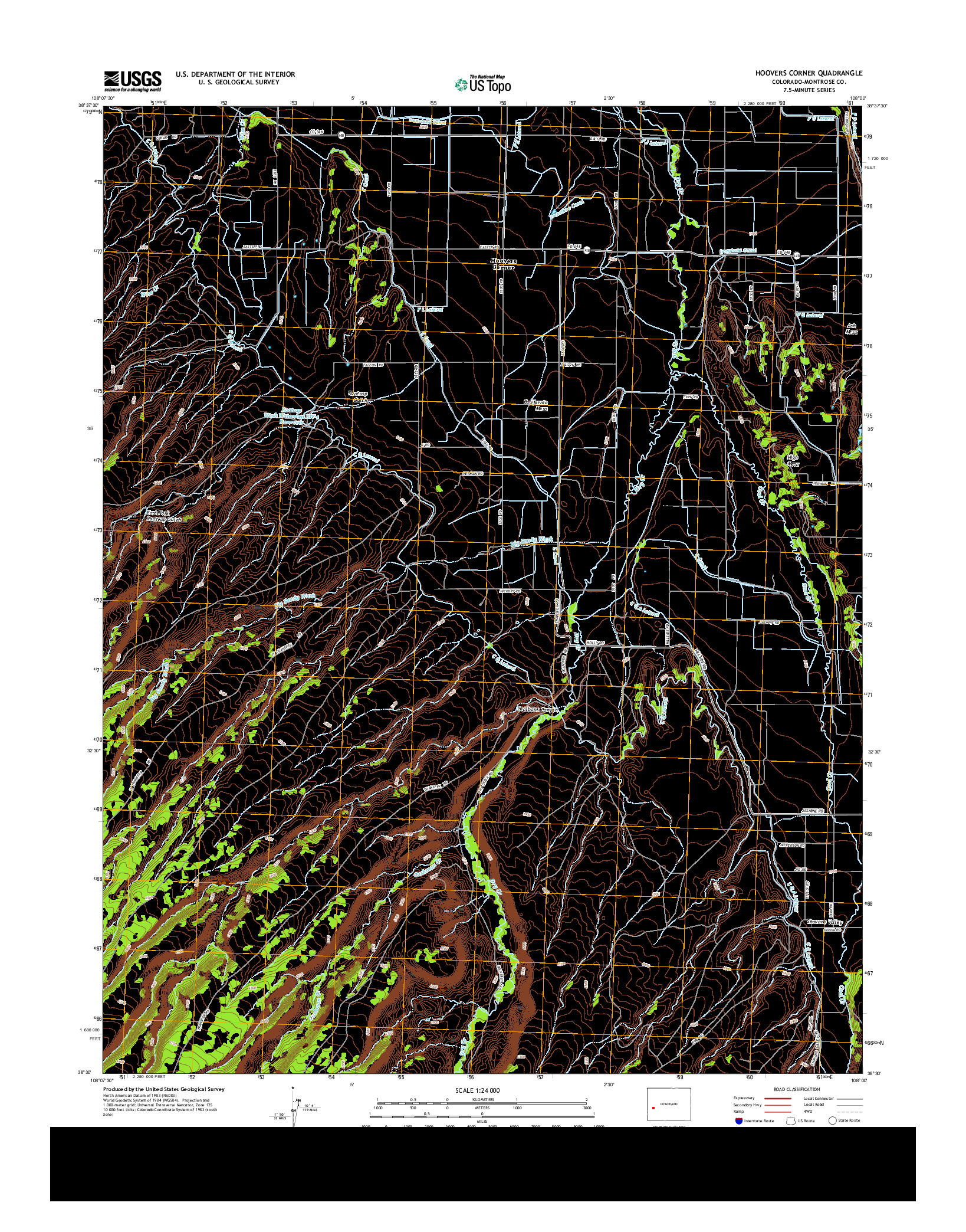 USGS US TOPO 7.5-MINUTE MAP FOR HOOVERS CORNER, CO 2013