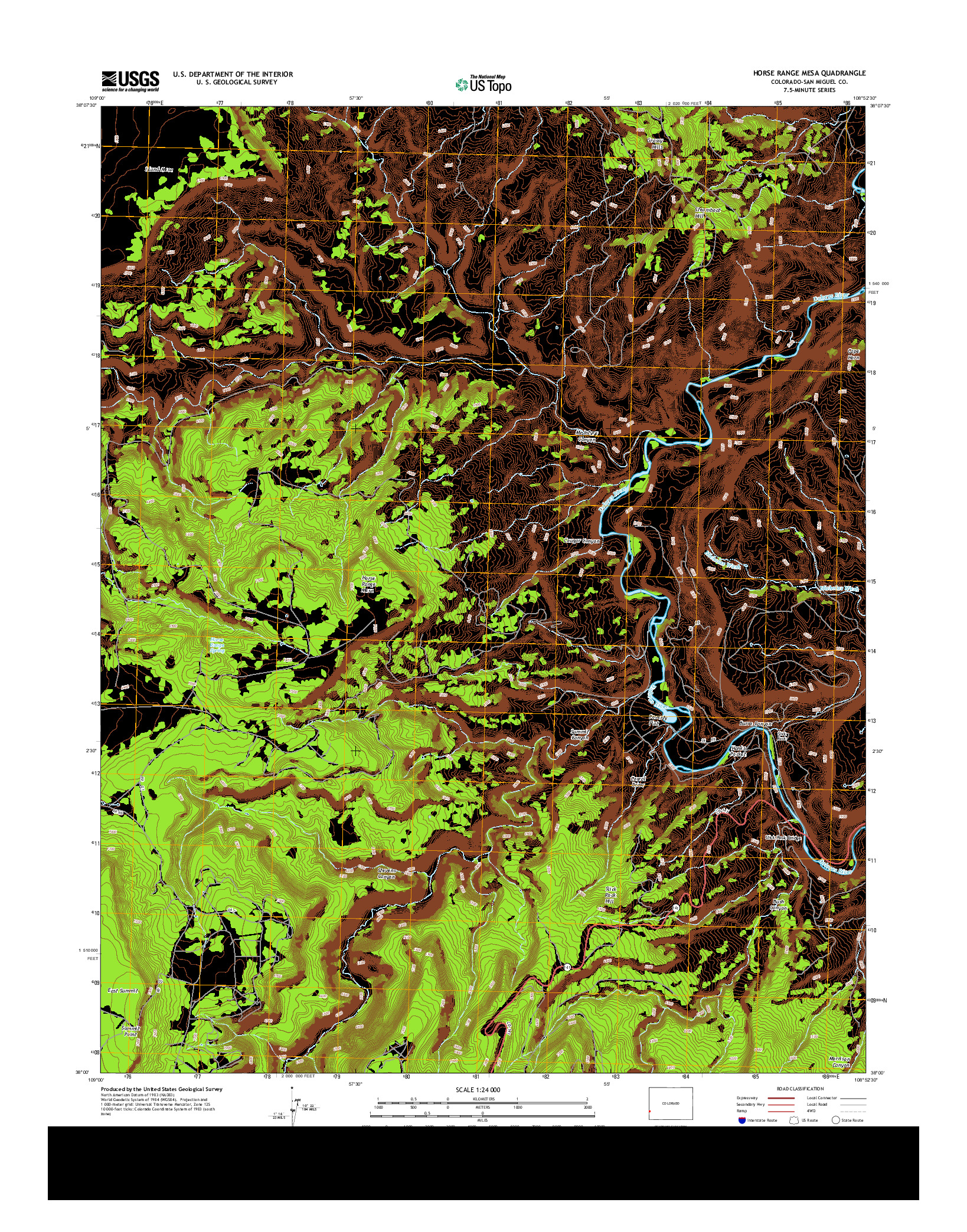 USGS US TOPO 7.5-MINUTE MAP FOR HORSE RANGE MESA, CO 2013