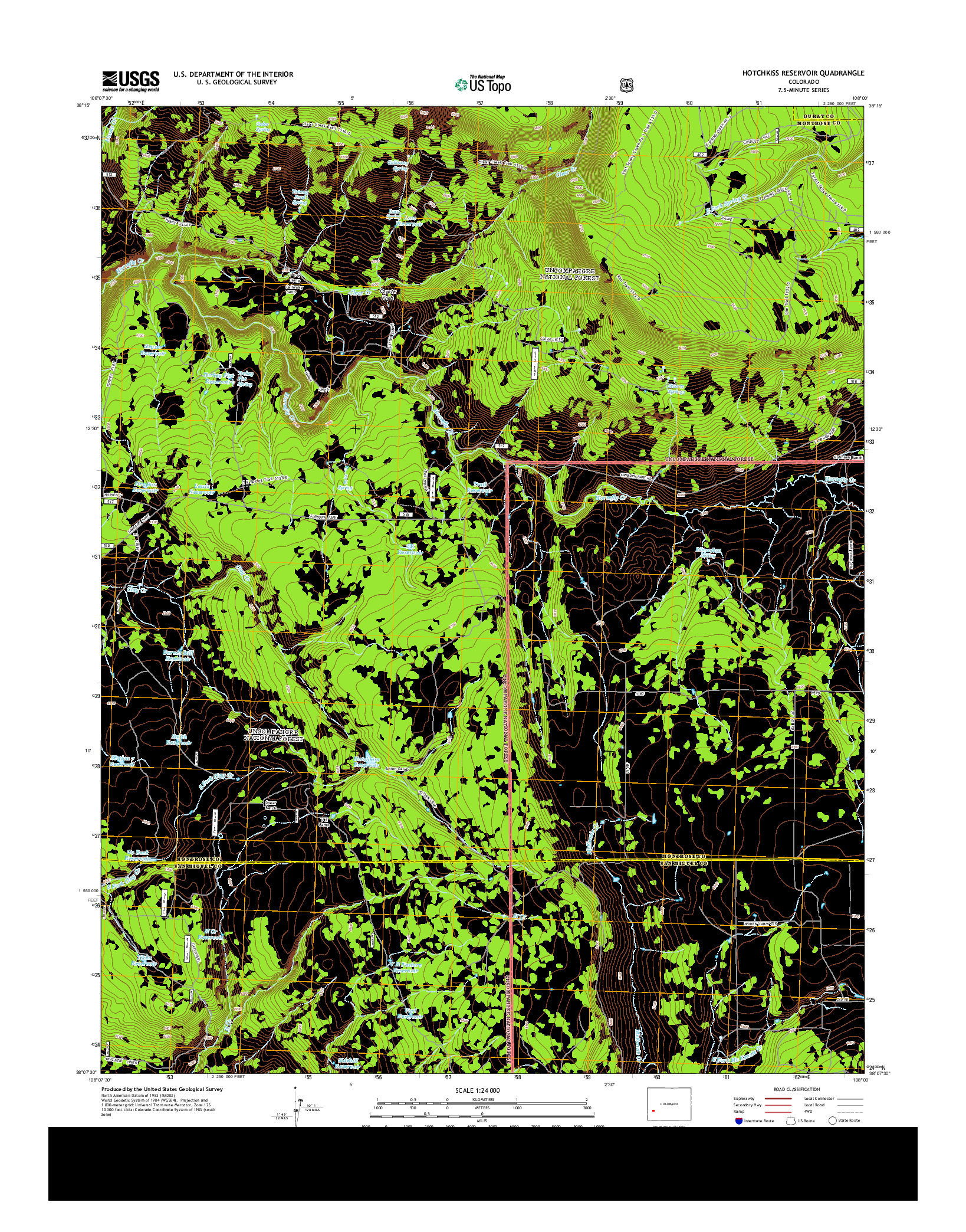 USGS US TOPO 7.5-MINUTE MAP FOR HOTCHKISS RESERVOIR, CO 2013