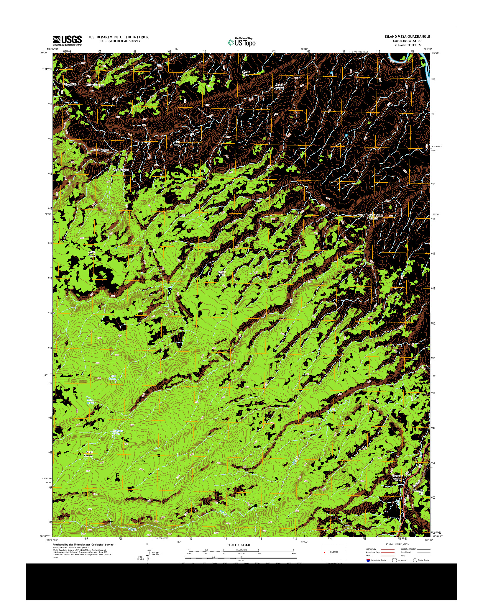 USGS US TOPO 7.5-MINUTE MAP FOR ISLAND MESA, CO 2013