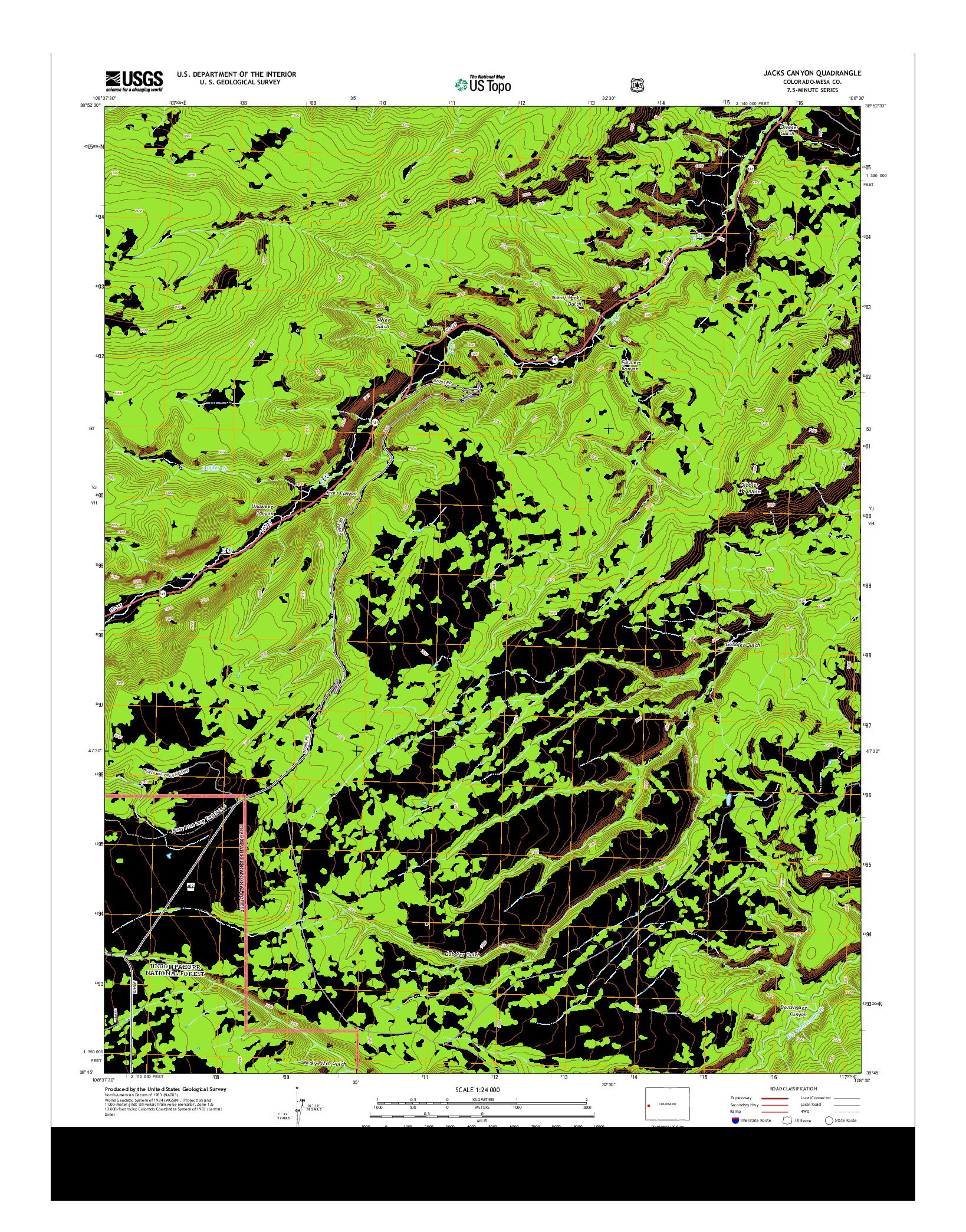 USGS US TOPO 7.5-MINUTE MAP FOR JACKS CANYON, CO 2013