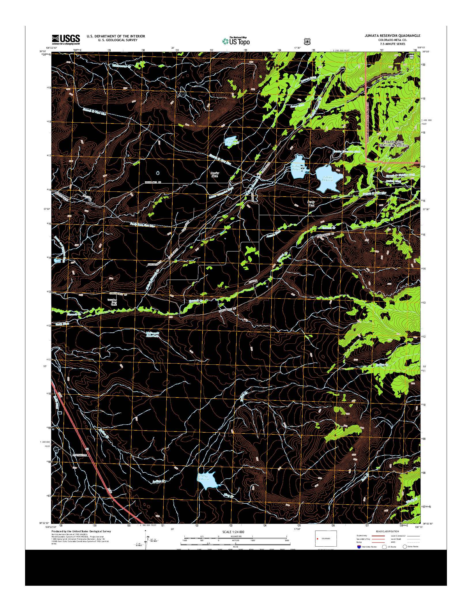 USGS US TOPO 7.5-MINUTE MAP FOR JUNIATA RESERVOIR, CO 2013