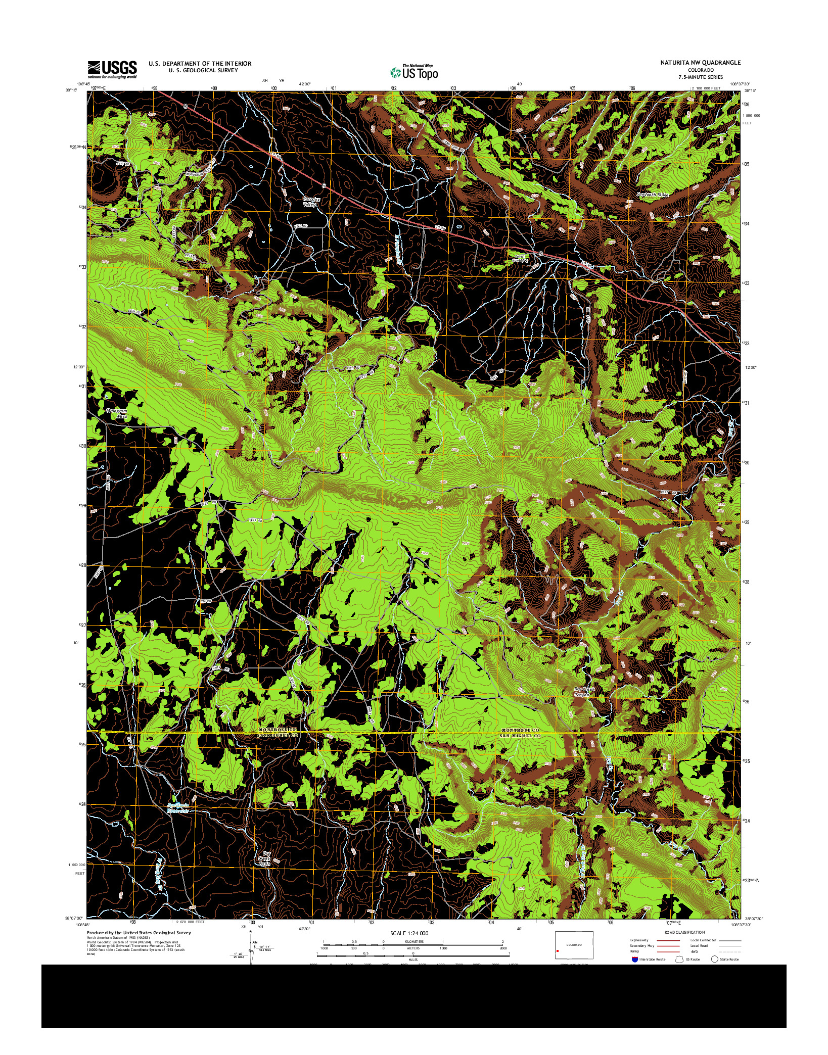 USGS US TOPO 7.5-MINUTE MAP FOR NATURITA NW, CO 2013