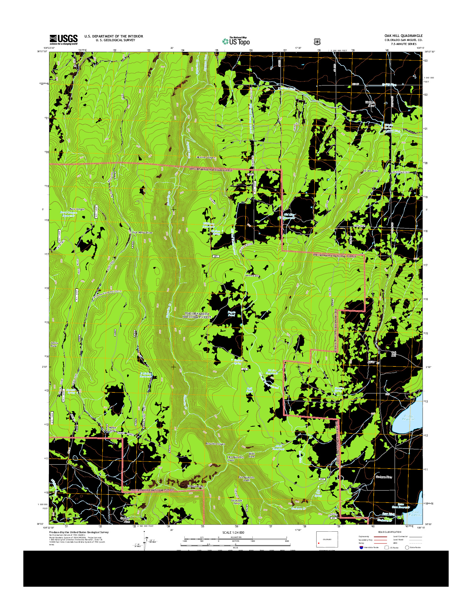 USGS US TOPO 7.5-MINUTE MAP FOR OAK HILL, CO 2013