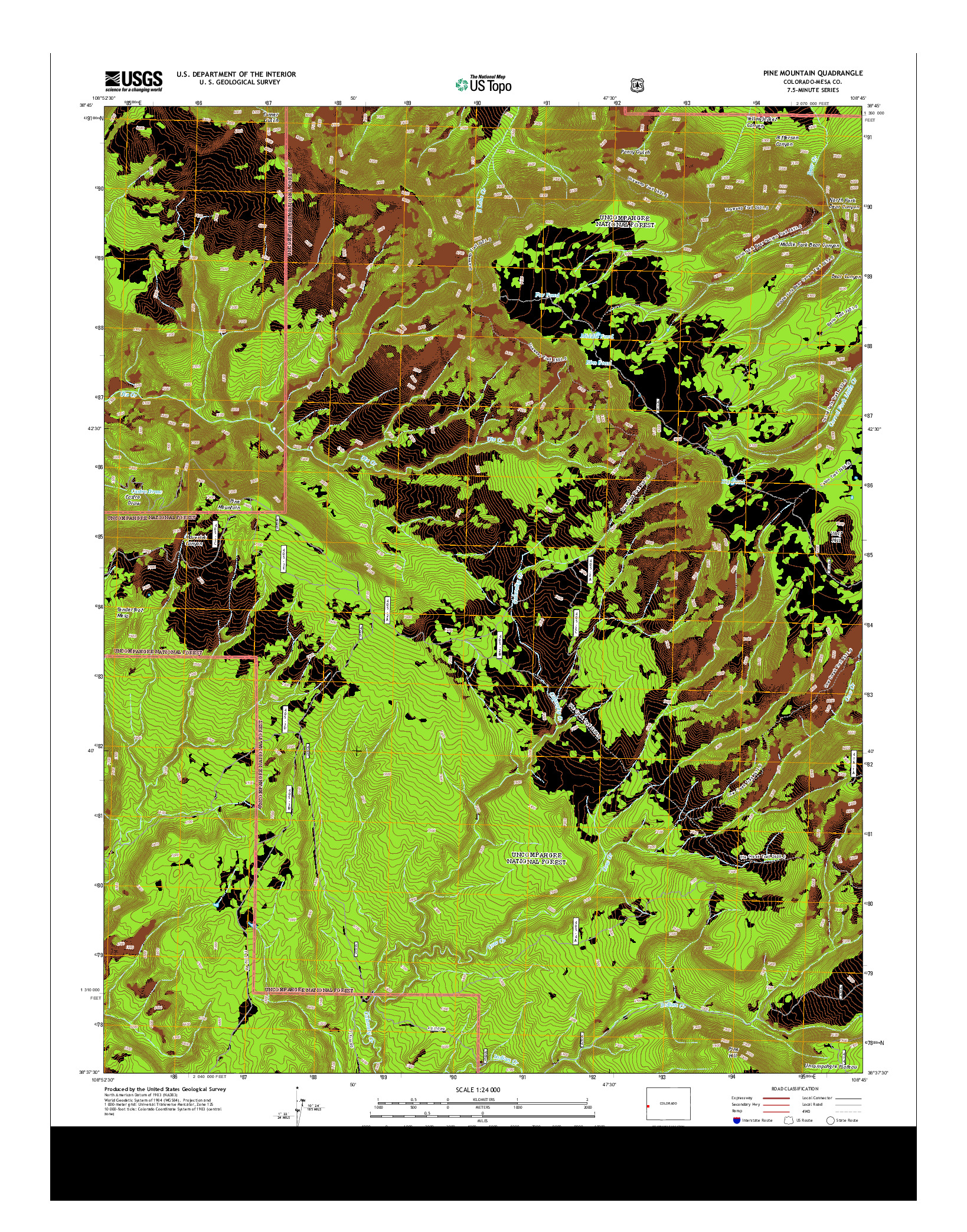 USGS US TOPO 7.5-MINUTE MAP FOR PINE MOUNTAIN, CO 2013