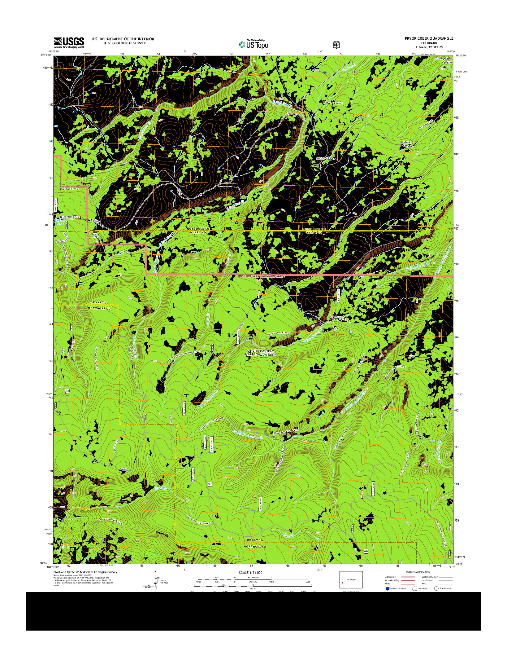 USGS US TOPO 7.5-MINUTE MAP FOR PRYOR CREEK, CO 2013