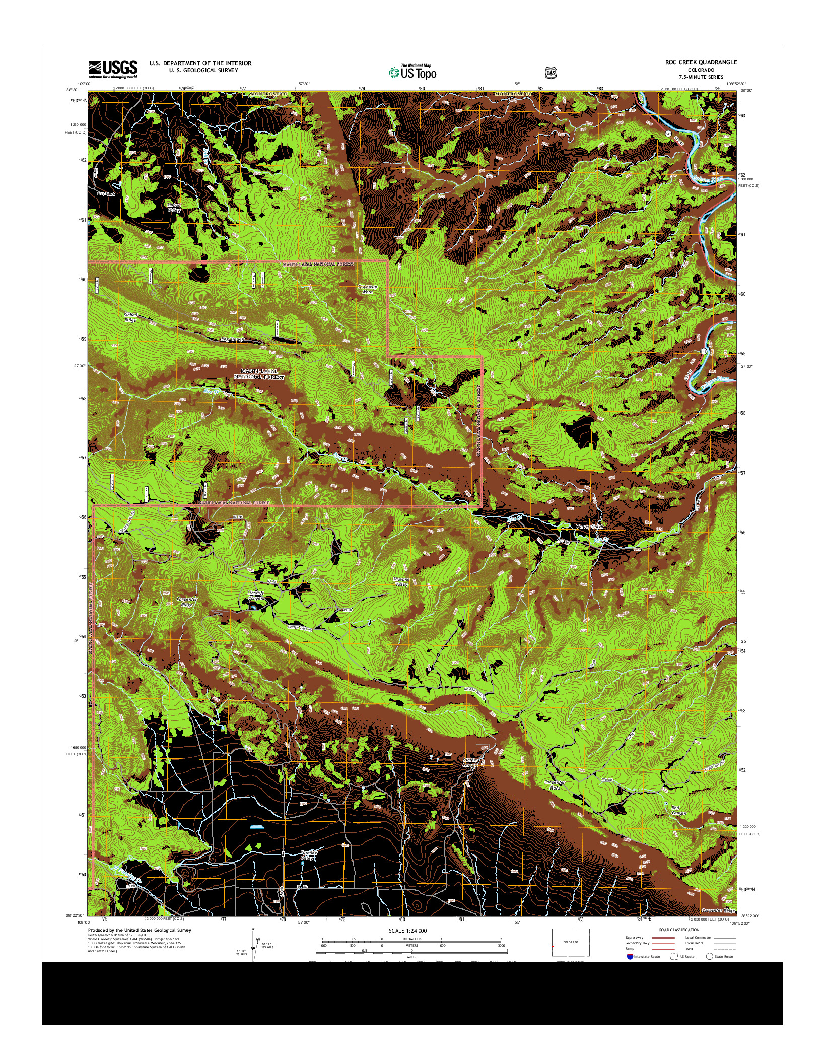 USGS US TOPO 7.5-MINUTE MAP FOR ROC CREEK, CO 2013