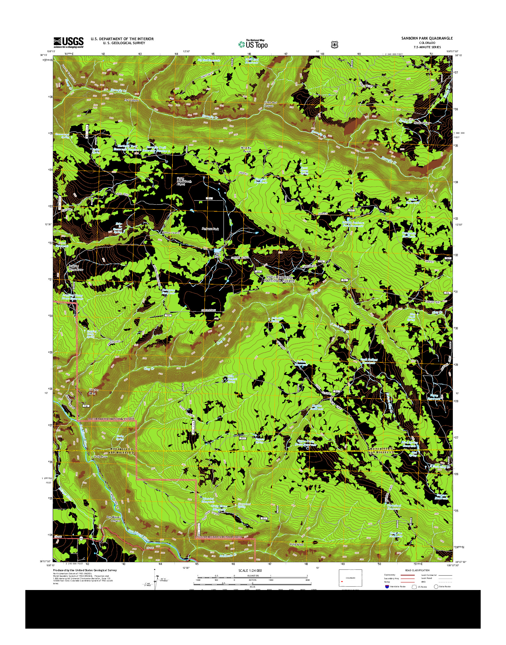 USGS US TOPO 7.5-MINUTE MAP FOR SANBORN PARK, CO 2013