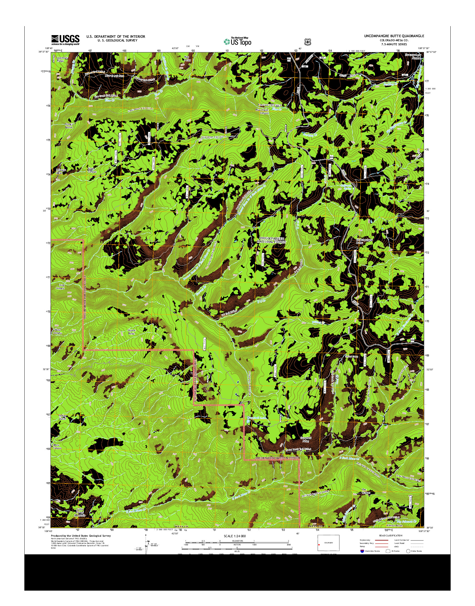 USGS US TOPO 7.5-MINUTE MAP FOR UNCOMPAHGRE BUTTE, CO 2013