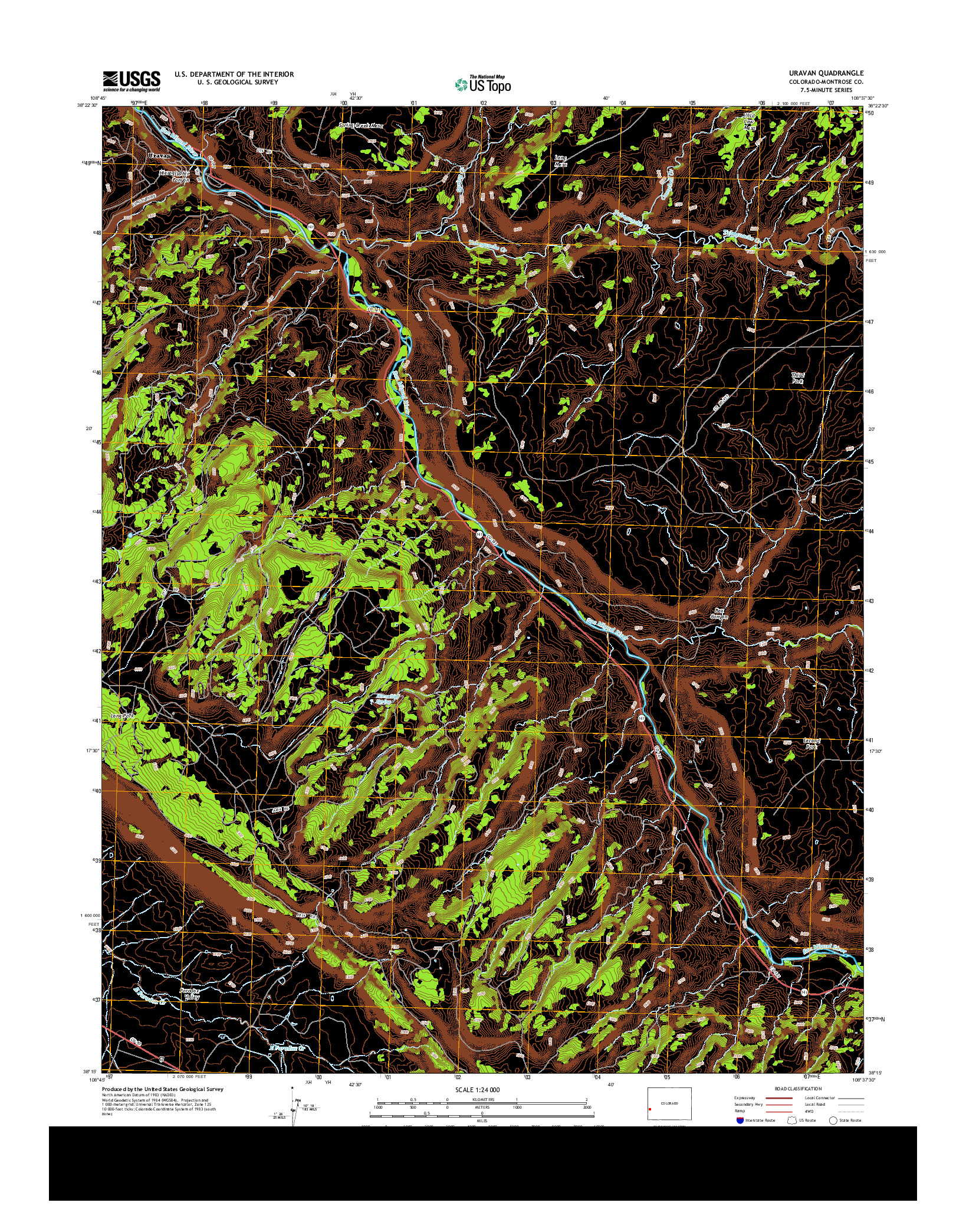 USGS US TOPO 7.5-MINUTE MAP FOR URAVAN, CO 2013