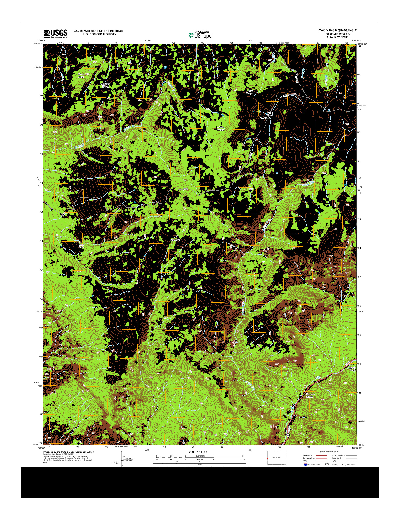 USGS US TOPO 7.5-MINUTE MAP FOR TWO V BASIN, CO 2013