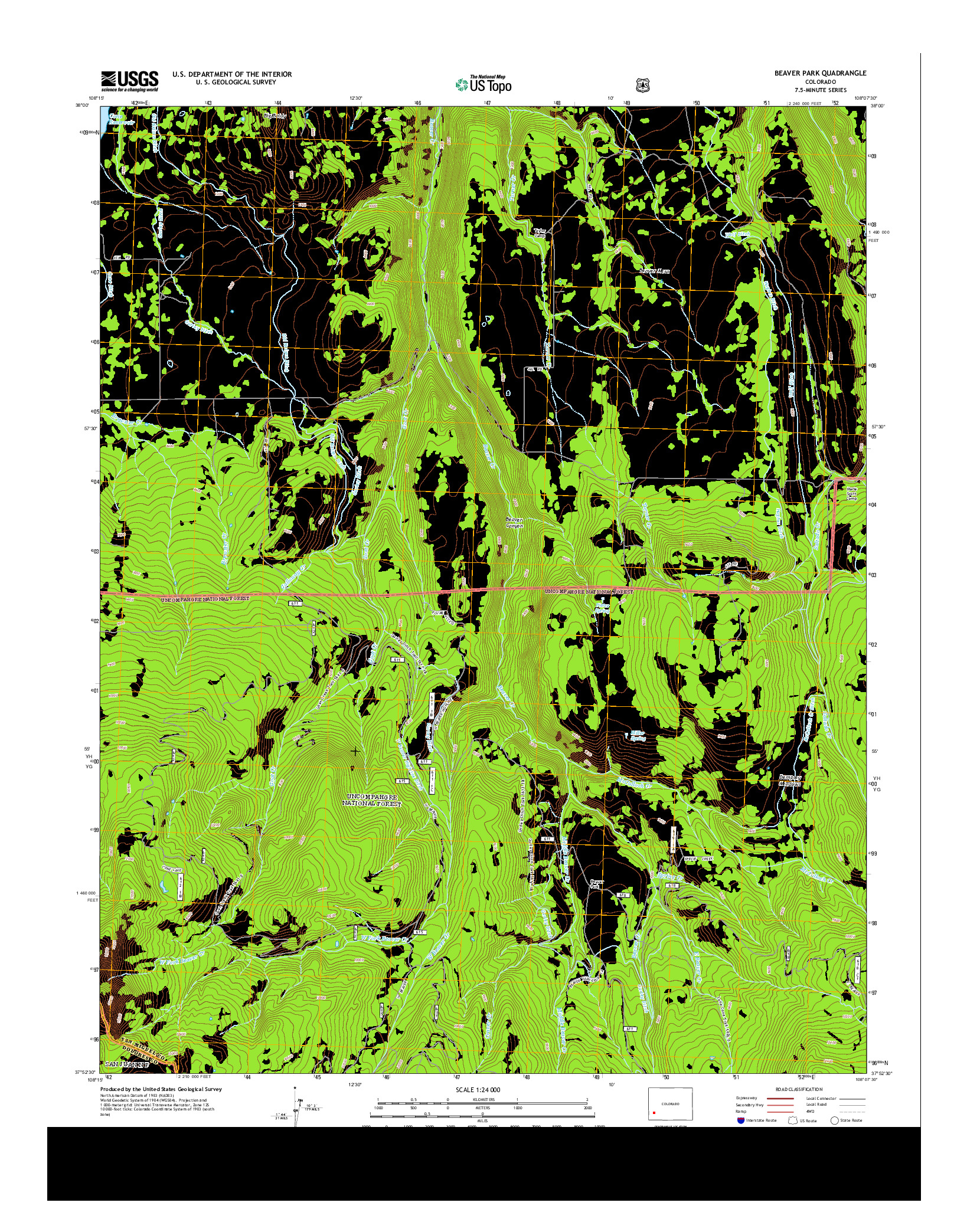 USGS US TOPO 7.5-MINUTE MAP FOR BEAVER PARK, CO 2013