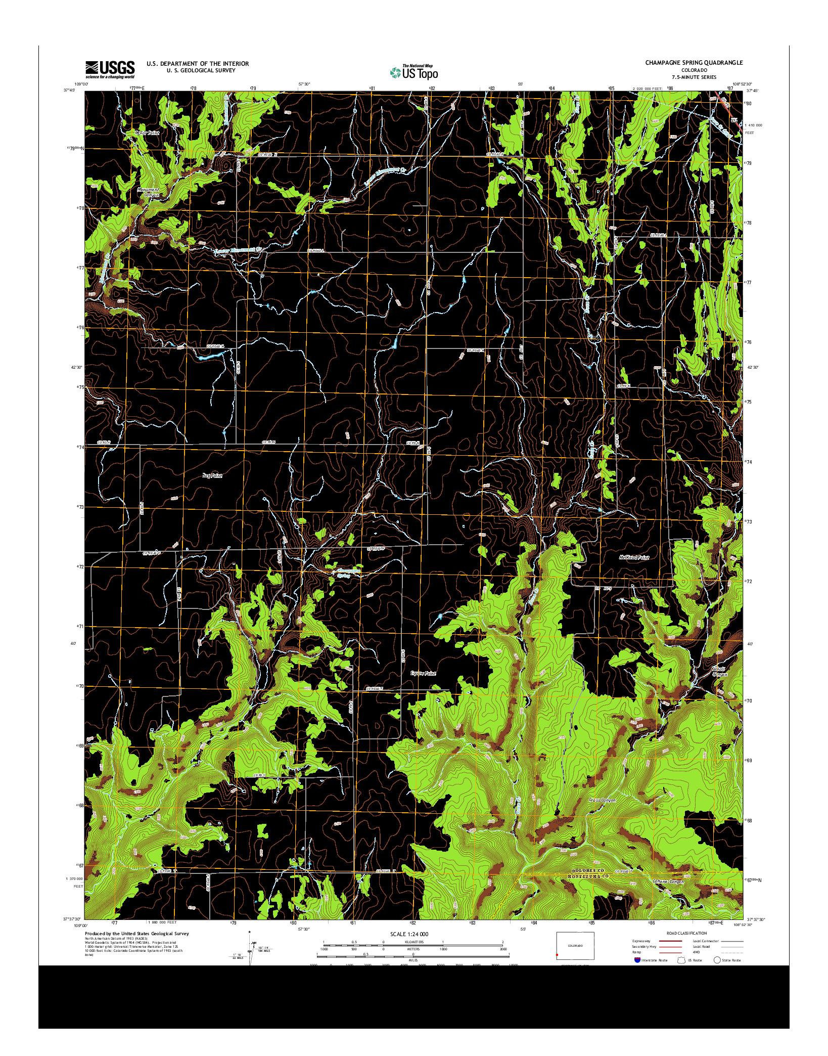 USGS US TOPO 7.5-MINUTE MAP FOR CHAMPAGNE SPRING, CO 2013