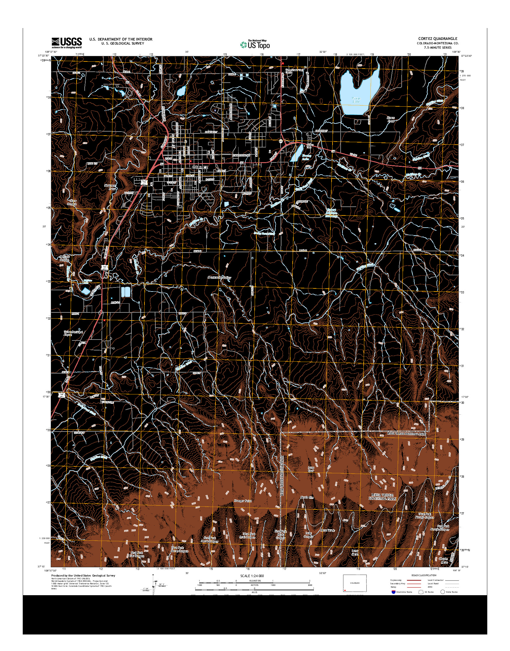 USGS US TOPO 7.5-MINUTE MAP FOR CORTEZ, CO 2013