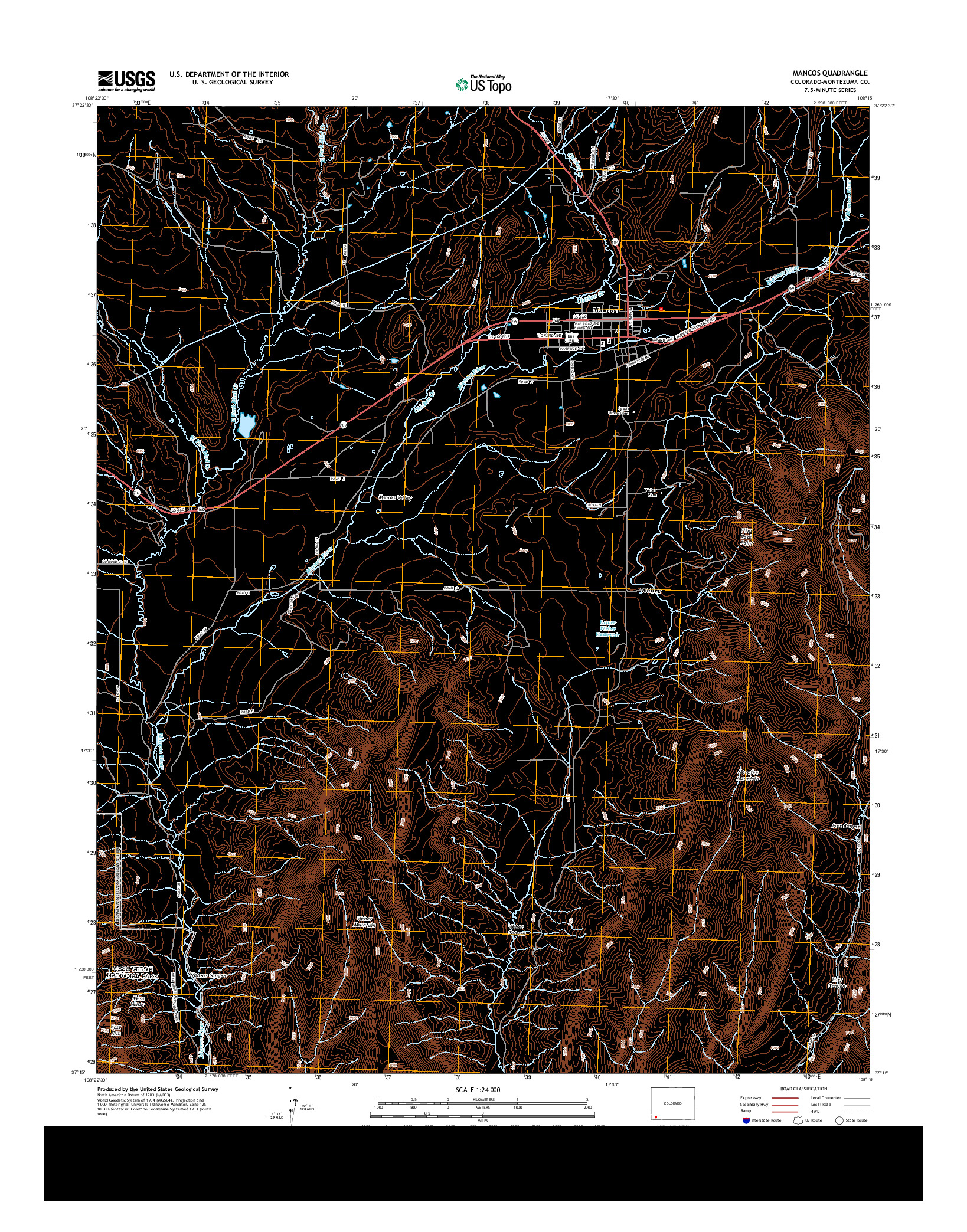 USGS US TOPO 7.5-MINUTE MAP FOR MANCOS, CO 2013