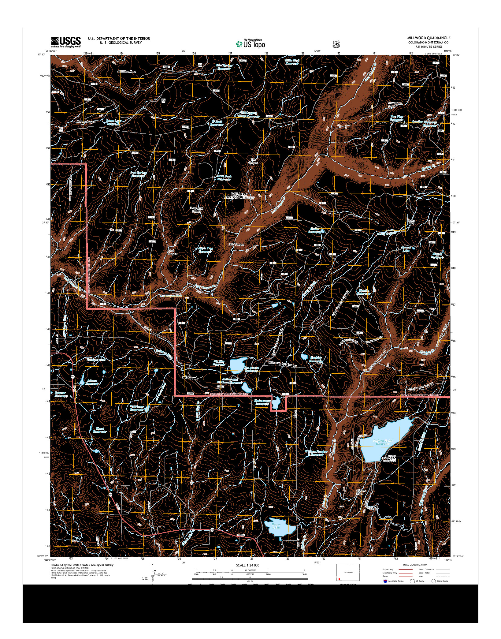 USGS US TOPO 7.5-MINUTE MAP FOR MILLWOOD, CO 2013