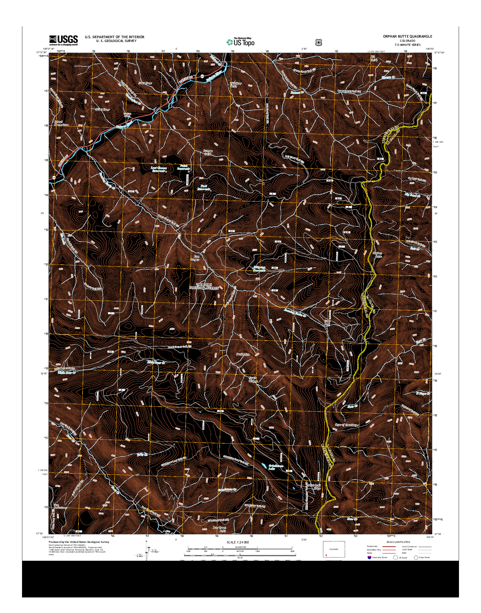 USGS US TOPO 7.5-MINUTE MAP FOR ORPHAN BUTTE, CO 2013