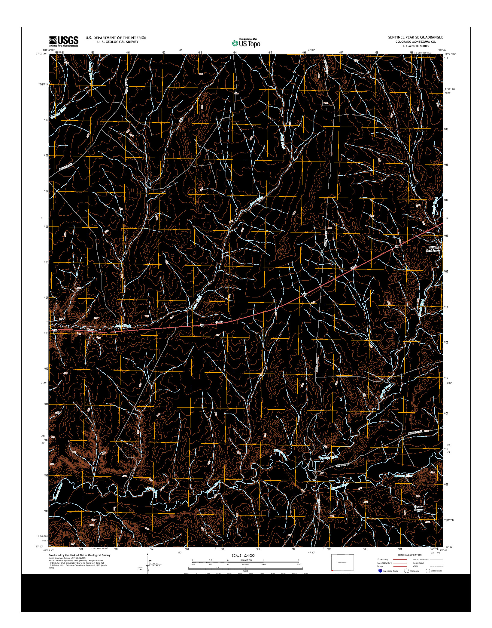 USGS US TOPO 7.5-MINUTE MAP FOR SENTINEL PEAK SE, CO 2013