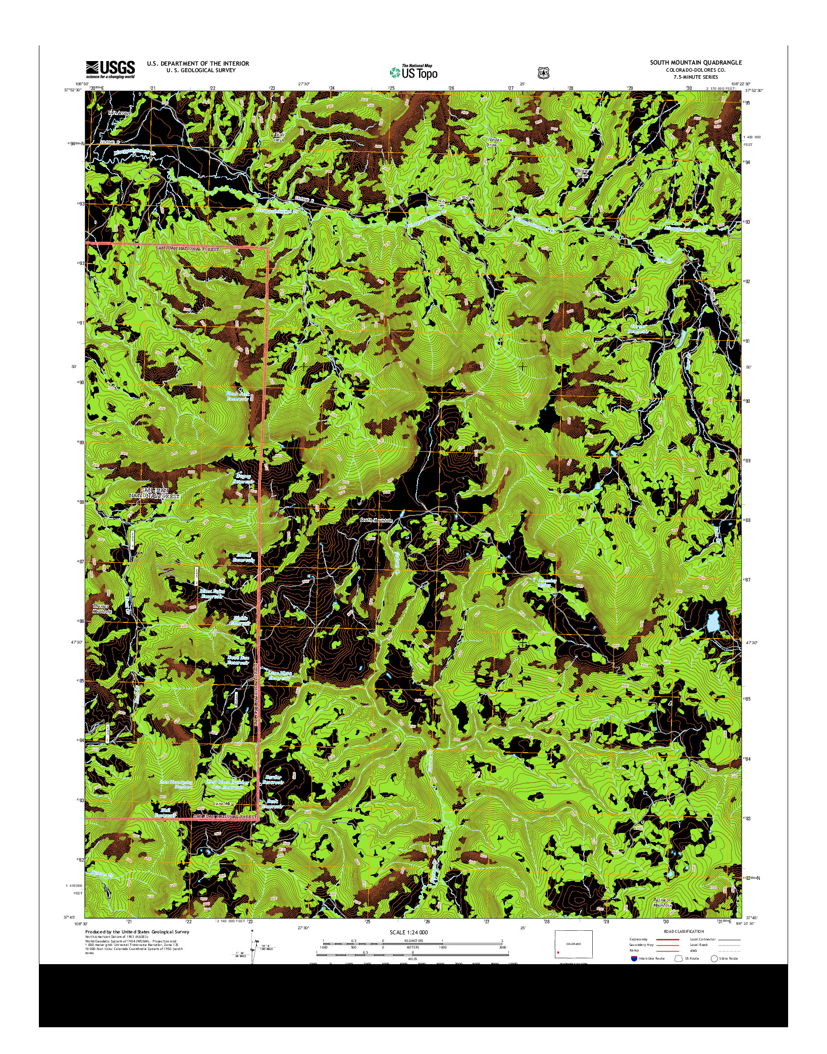 USGS US TOPO 7.5-MINUTE MAP FOR SOUTH MOUNTAIN, CO 2013