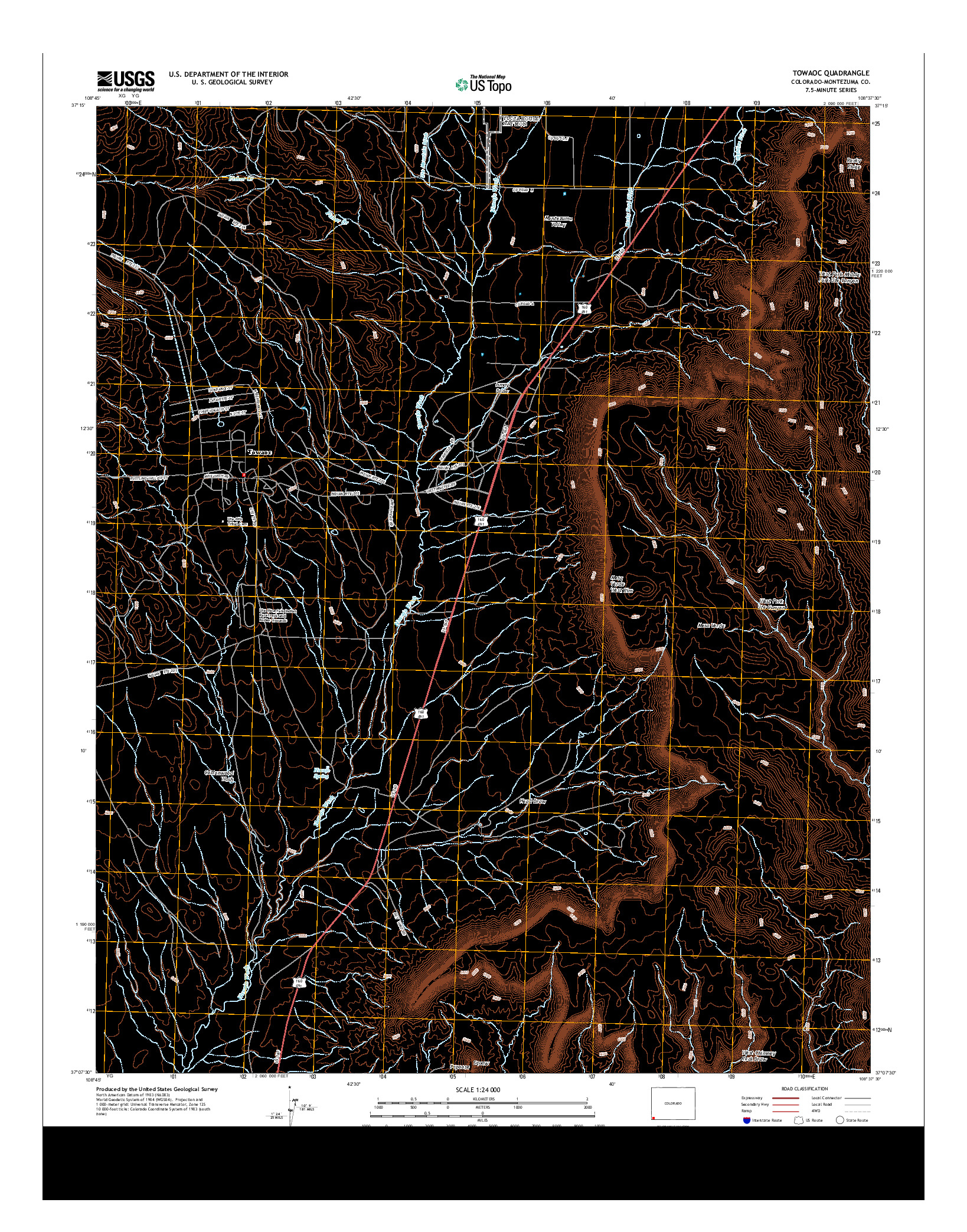 USGS US TOPO 7.5-MINUTE MAP FOR TOWAOC, CO 2013