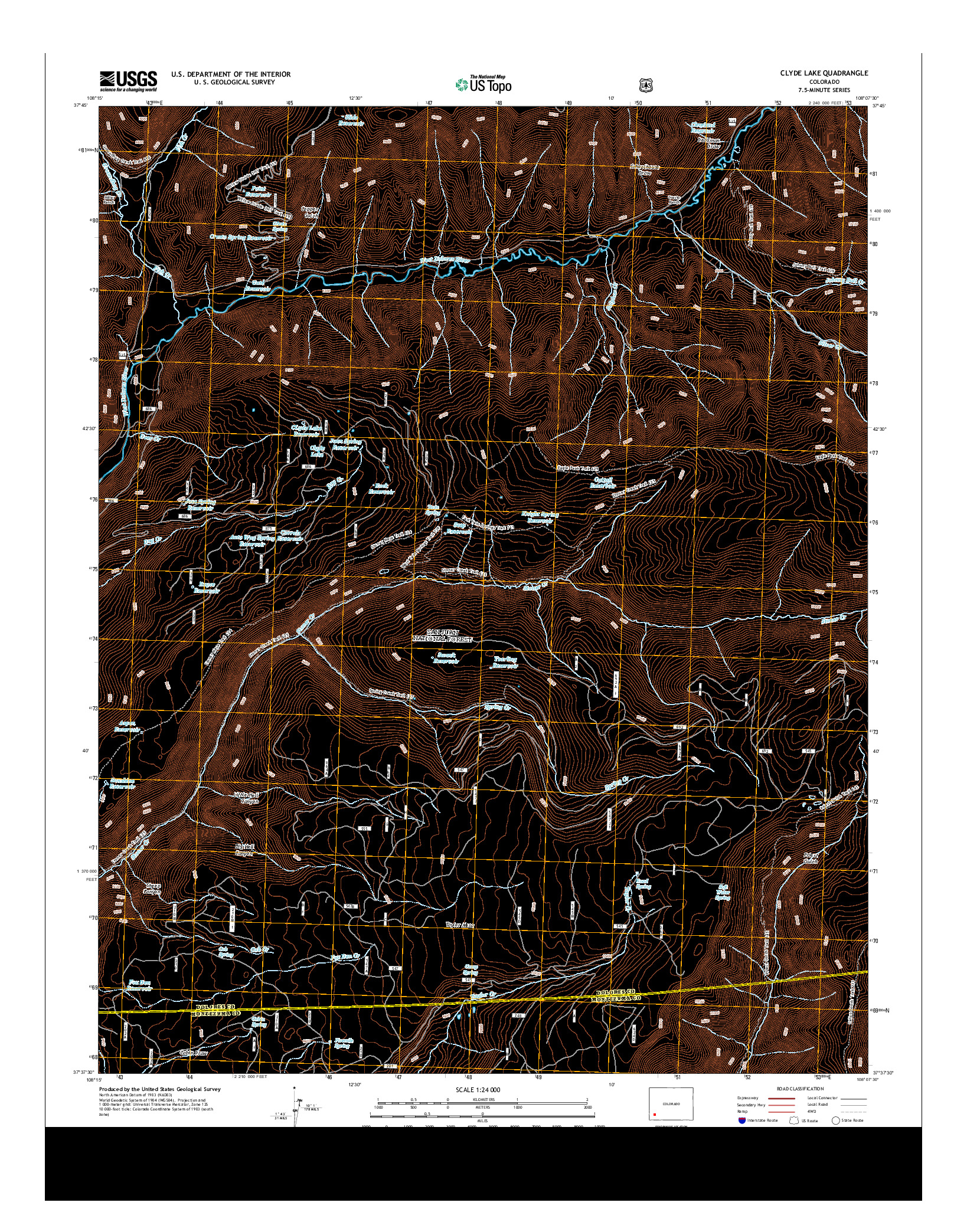 USGS US TOPO 7.5-MINUTE MAP FOR CLYDE LAKE, CO 2013