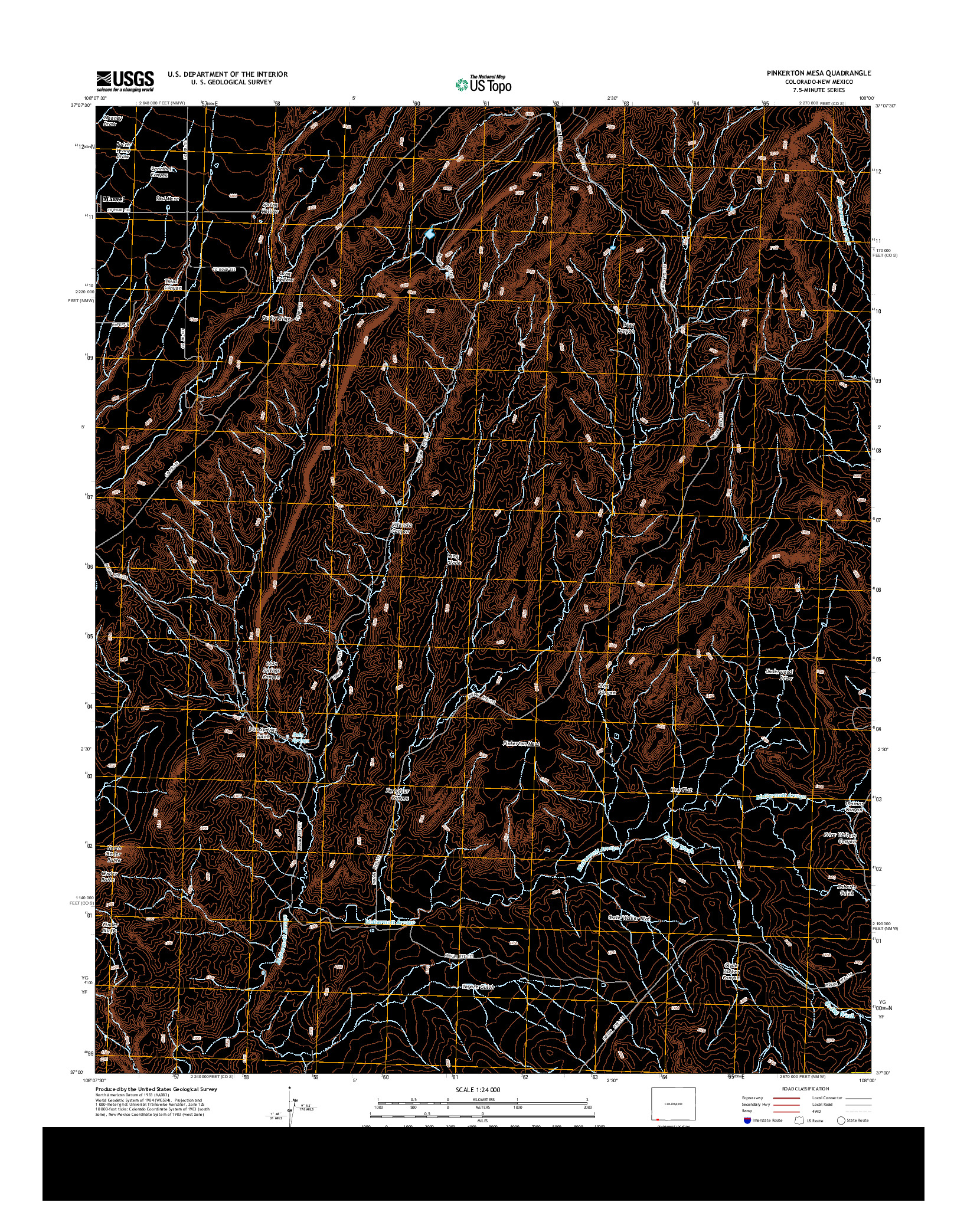 USGS US TOPO 7.5-MINUTE MAP FOR PINKERTON MESA, CO-NM 2013